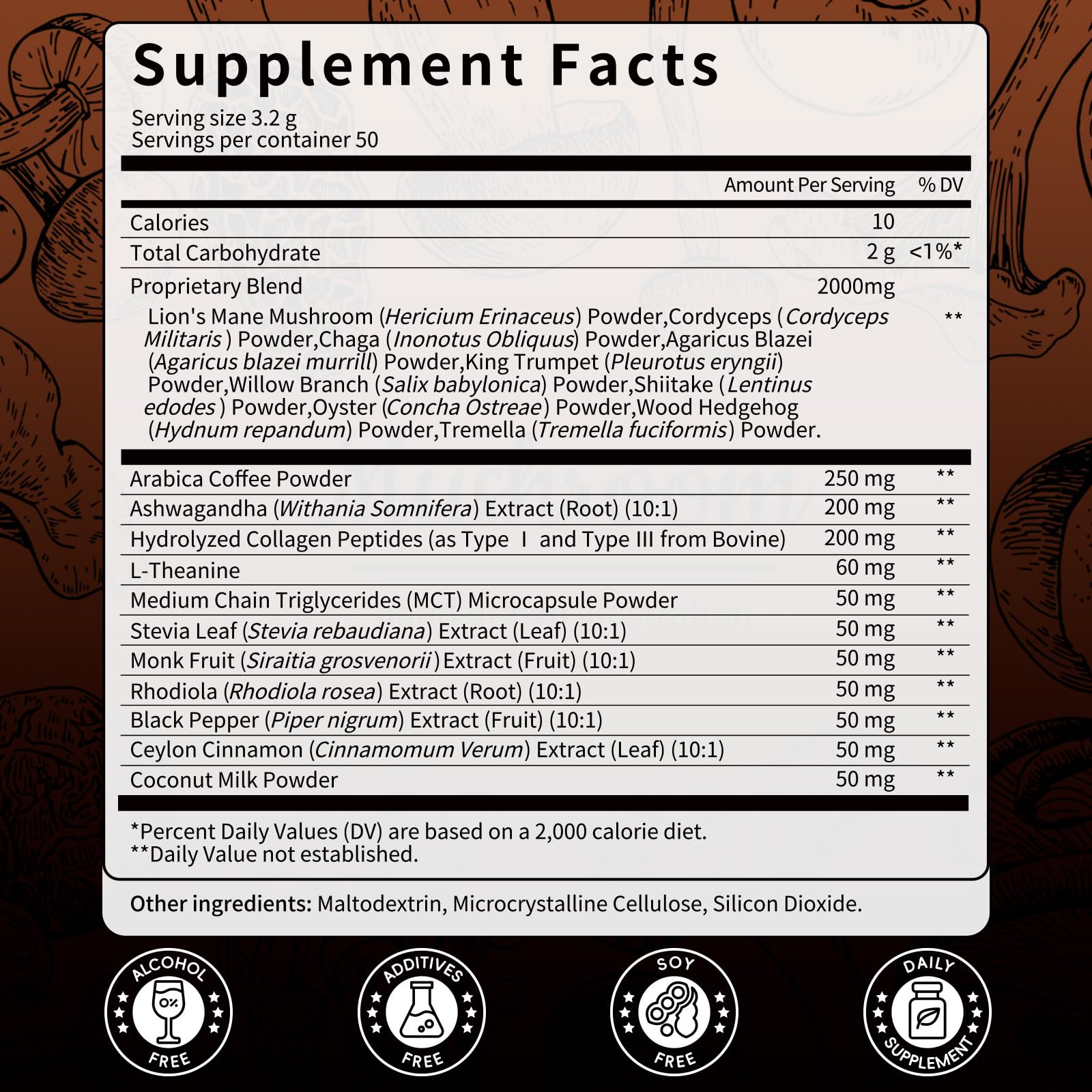 Catfit Mushroom Coffee Blend 2000mg with coffee beans