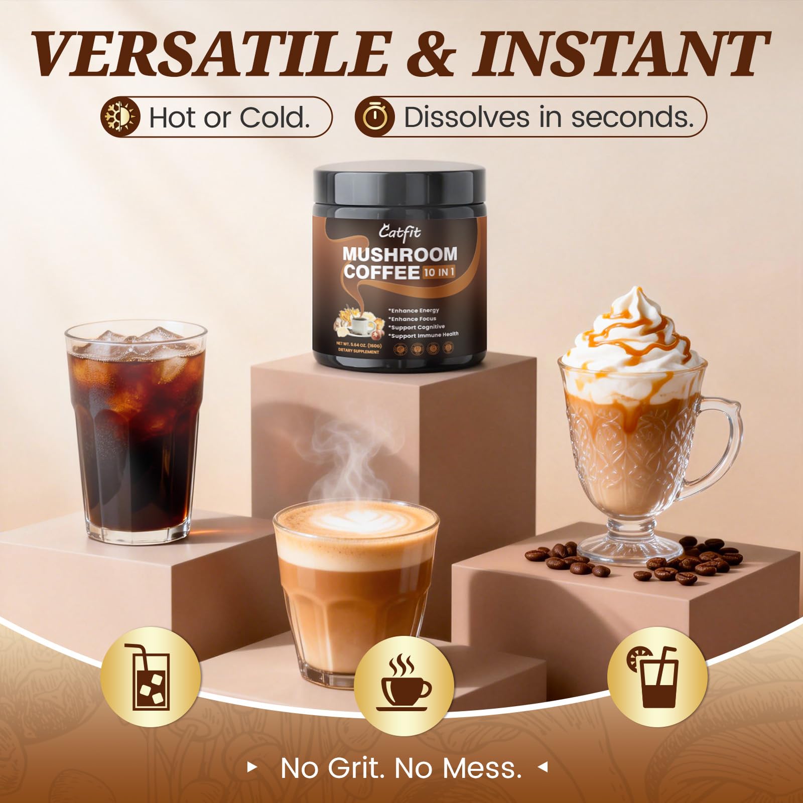 Catfit Mushroom Coffee Blend packaging details