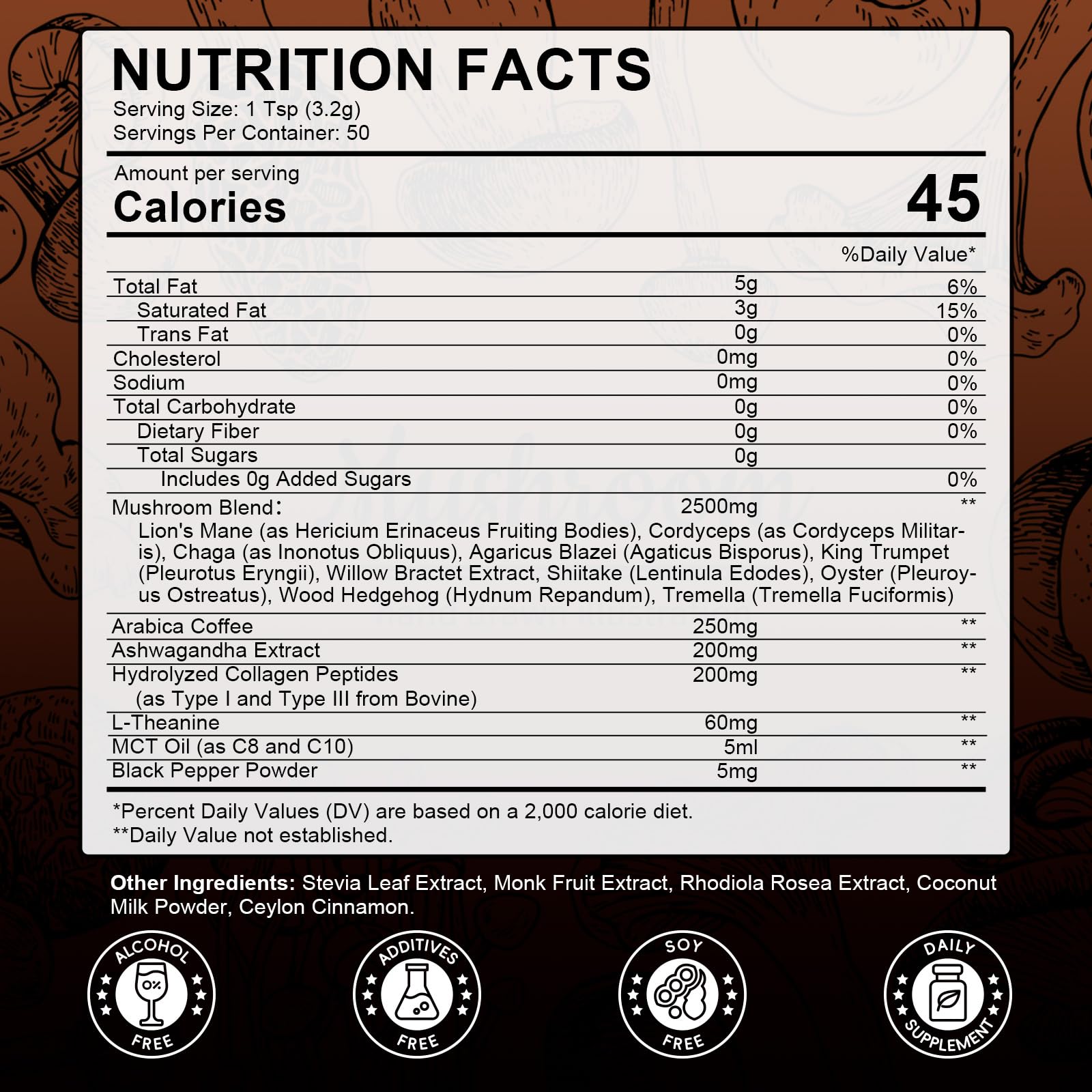 Catfit Mushroom Coffee jar side view