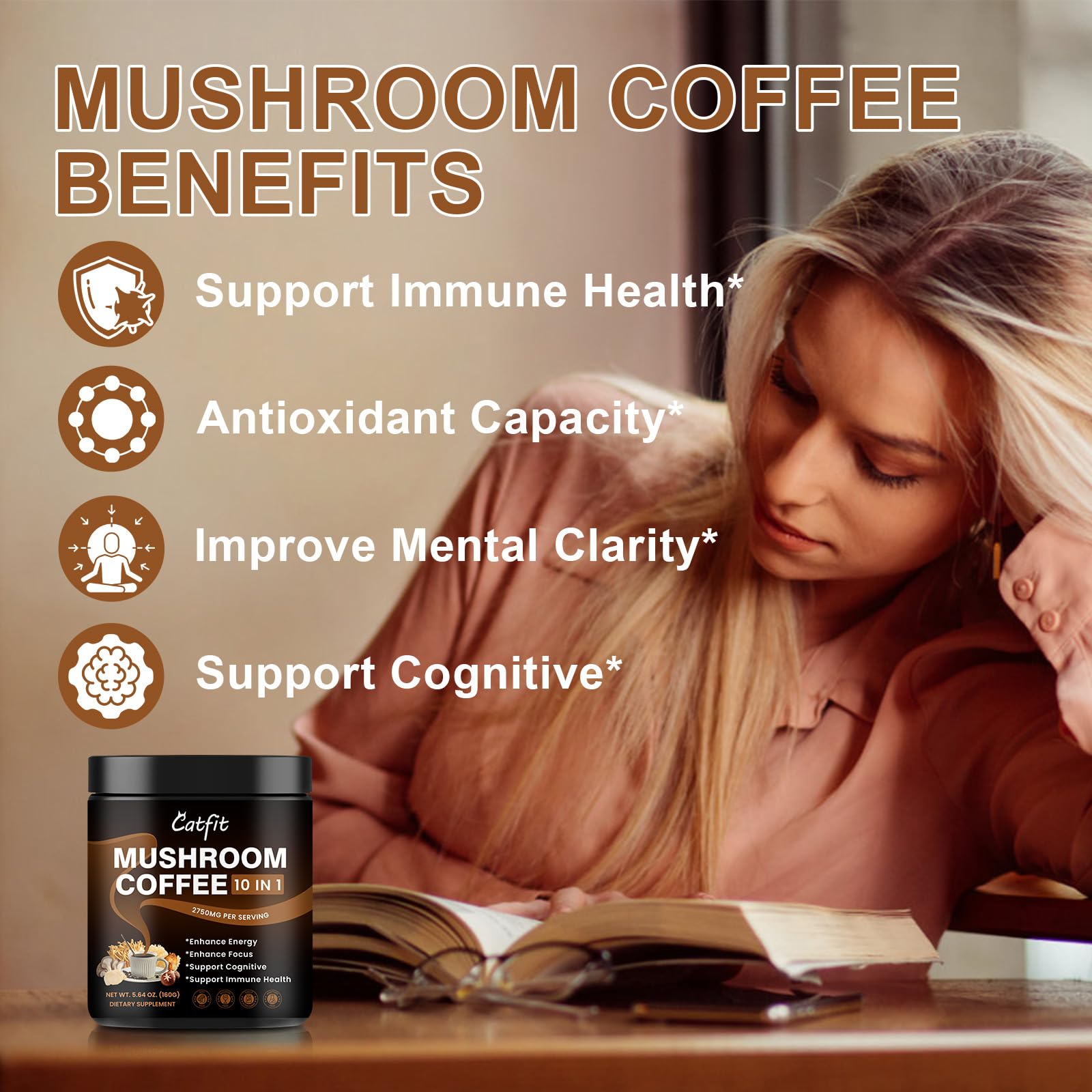 Catfit Mushroom Coffee served chilled in a glass
