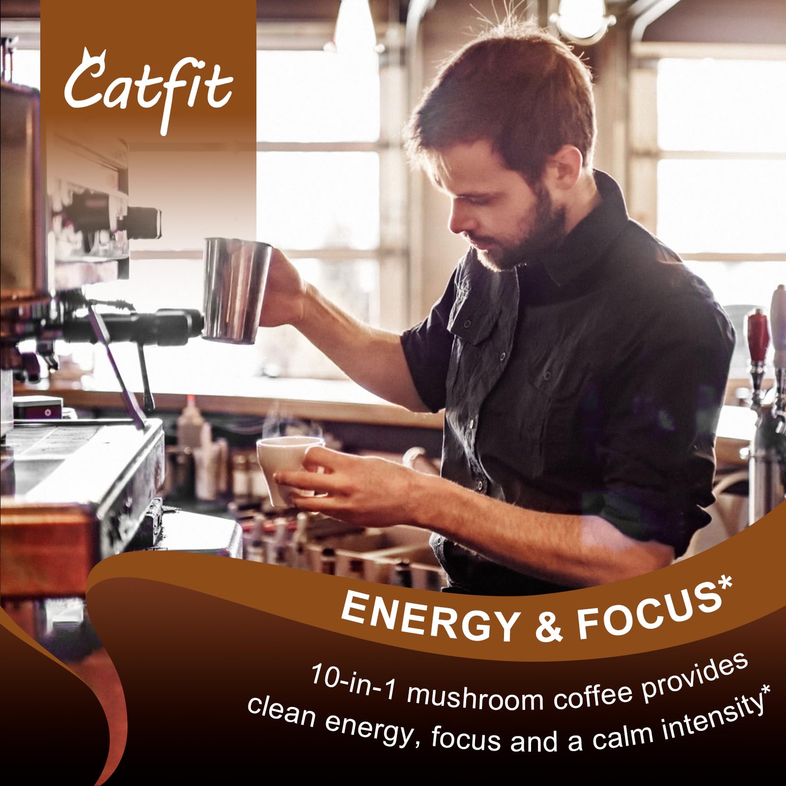 Catfit Mushroom Coffee with smoothie ingredients