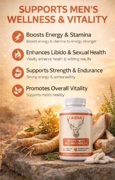 CAUDAN Arctic Herb & Reindeer Organ Blend Capsules on a wooden table