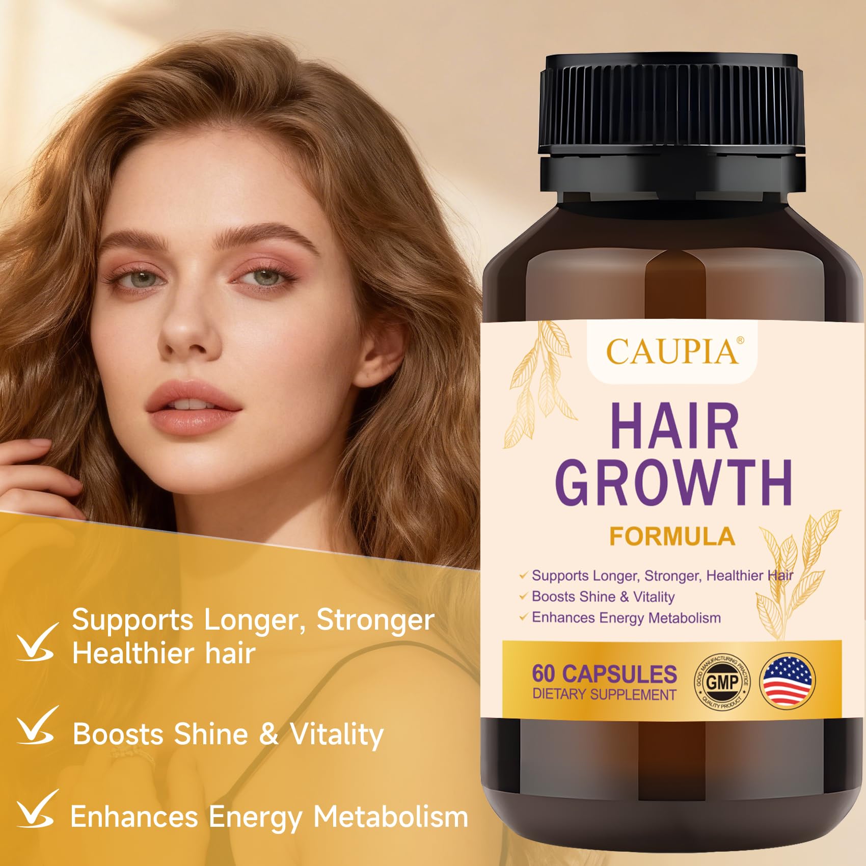 CAUPIA Hair Growth Capsules bottle side view