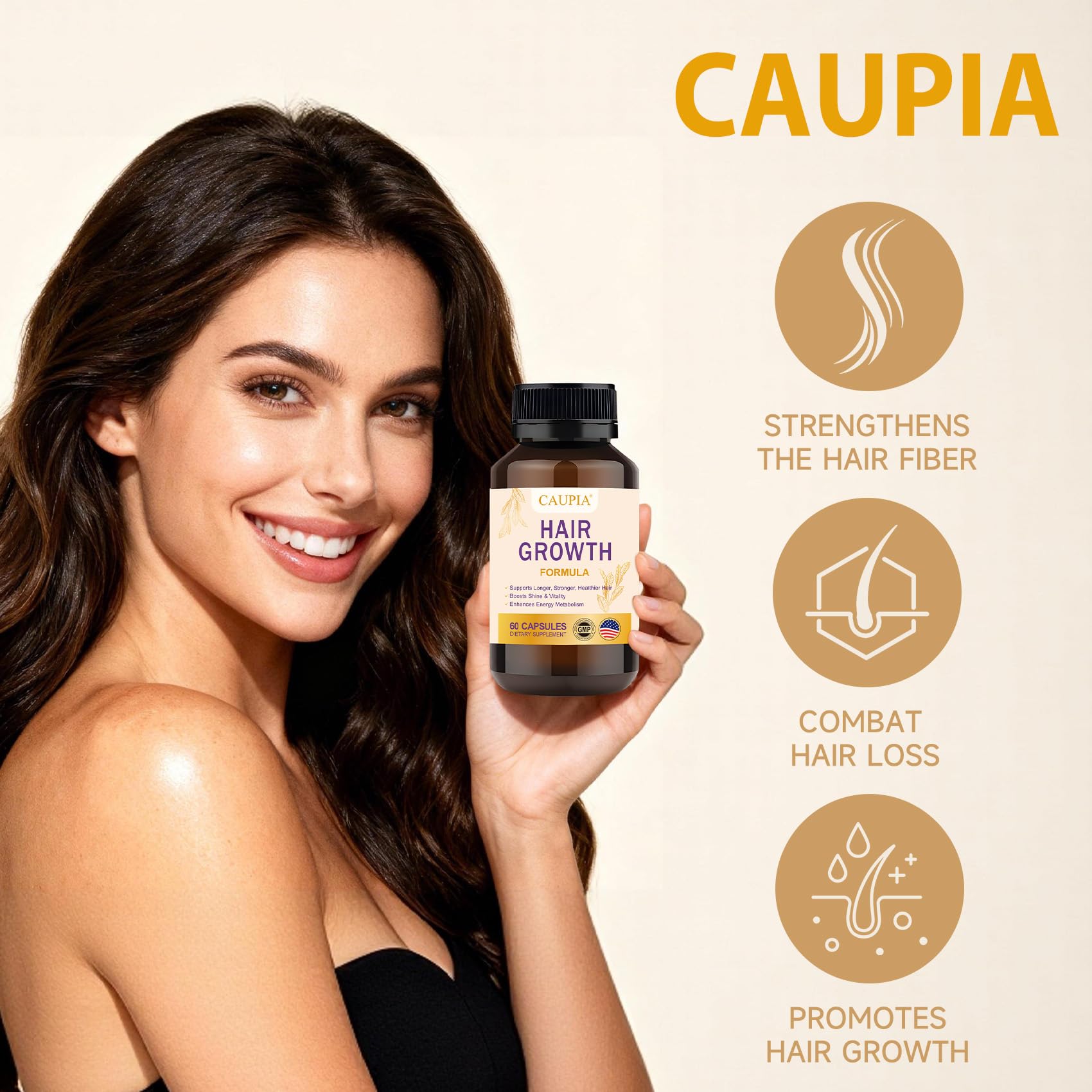 CAUPIA Hair Growth Capsules showing capsule details