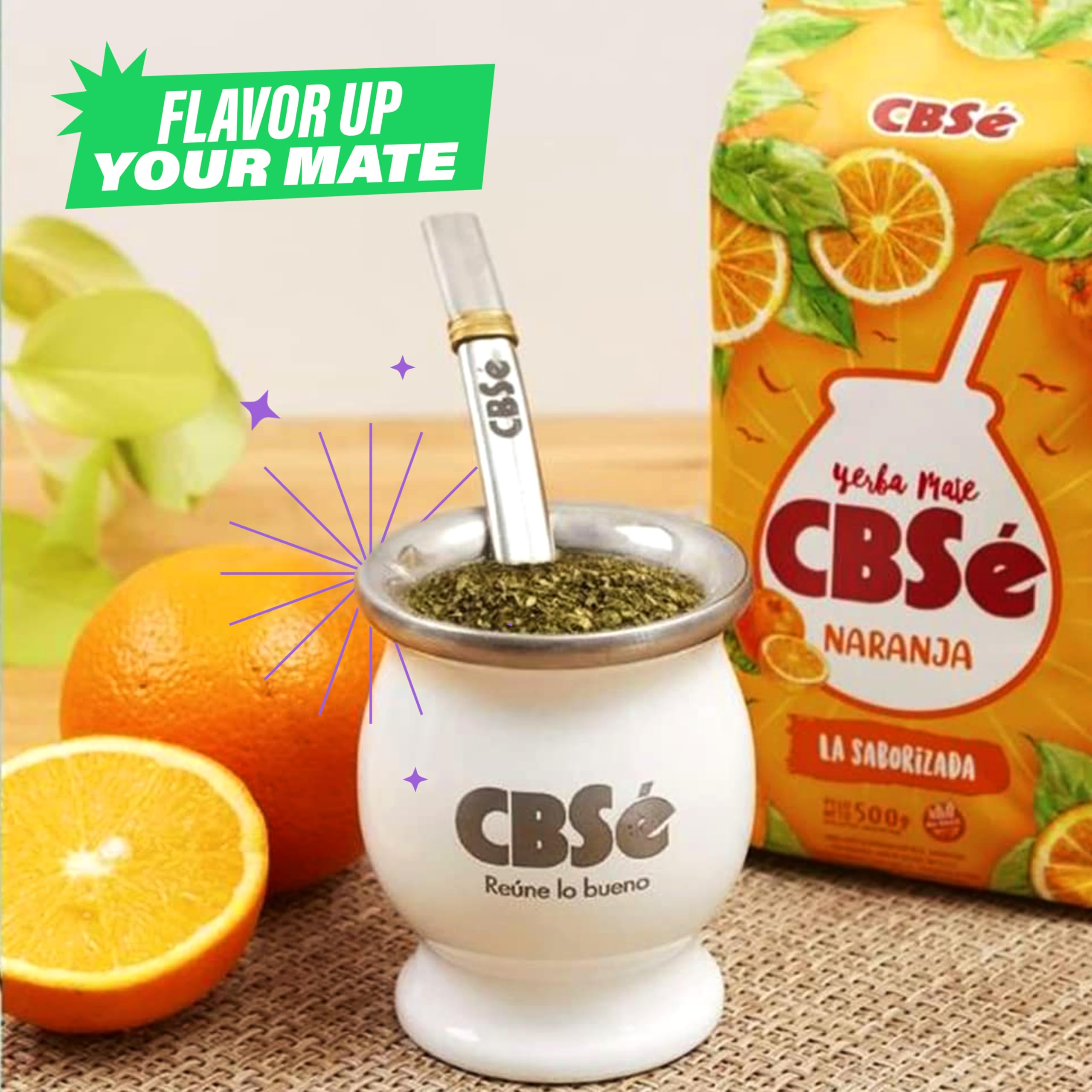CBSé Yerba Mate Loose Leaf Tea 500g served as iced tea with orange slices