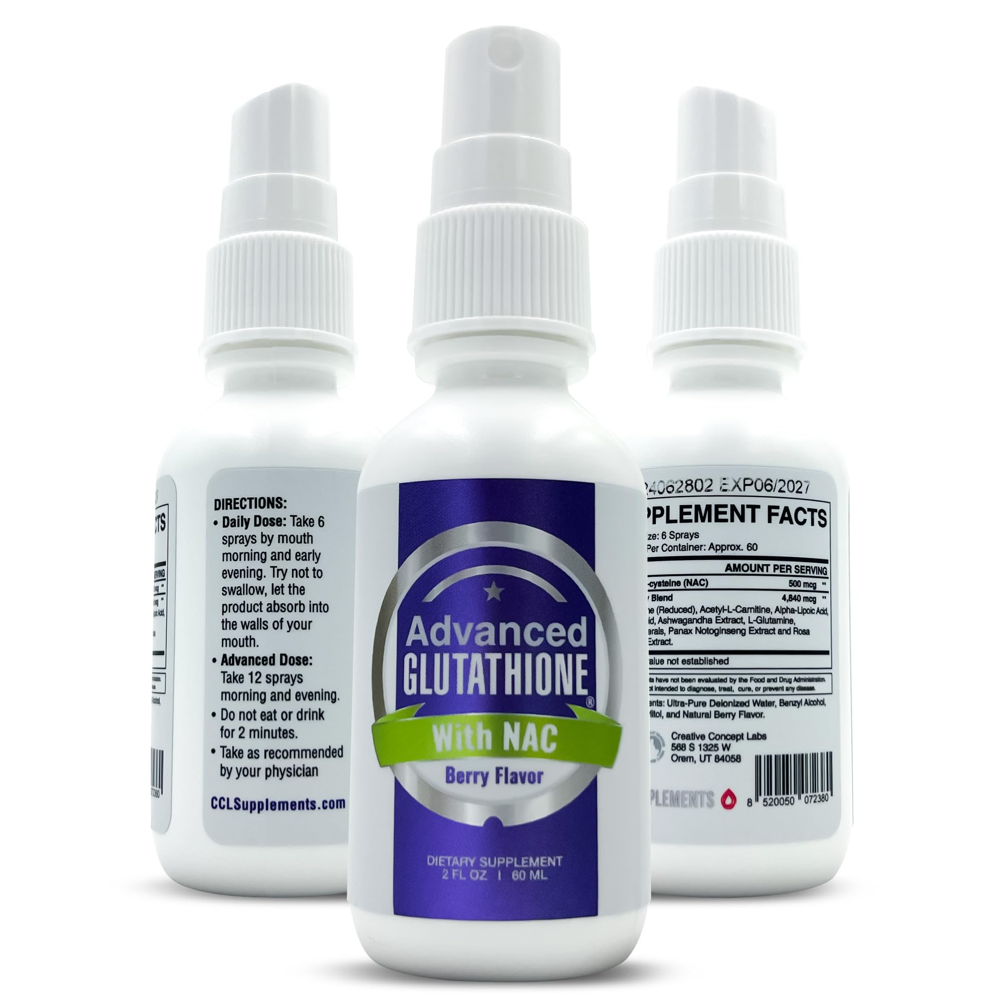 CCL SUPPLEMENTS Liposomal Glutathione Spray bottle front view