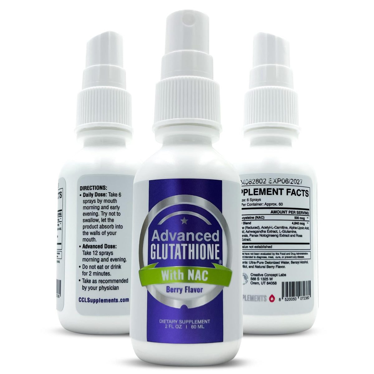 CCL SUPPLEMENTS Liposomal Glutathione Spray bottle front view