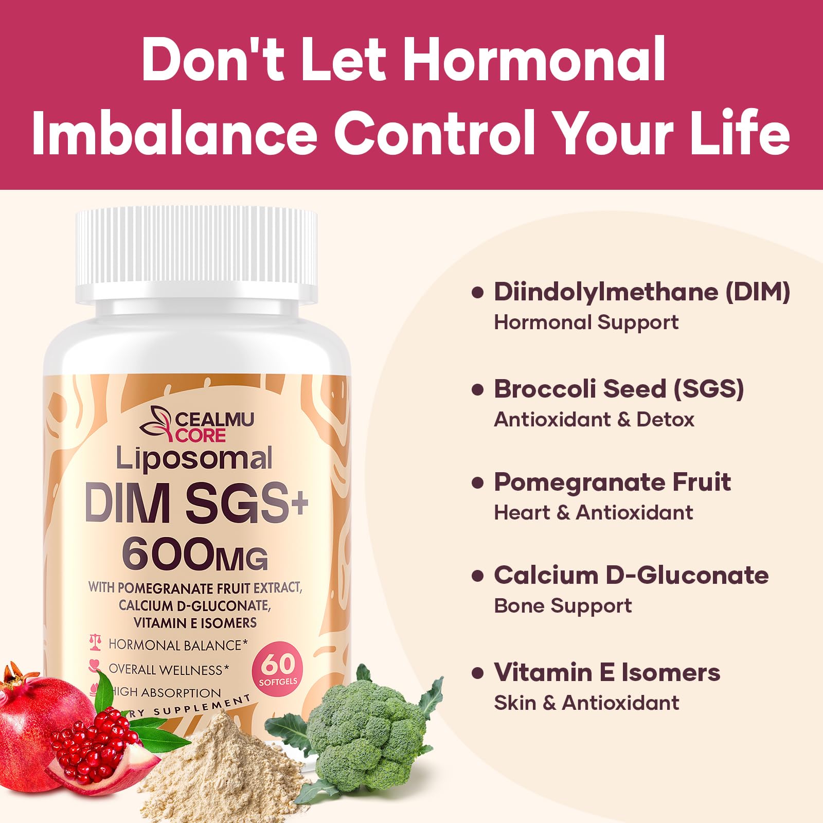 CEALMU CORE DIM SGS Supplement 600mg capsule close-up