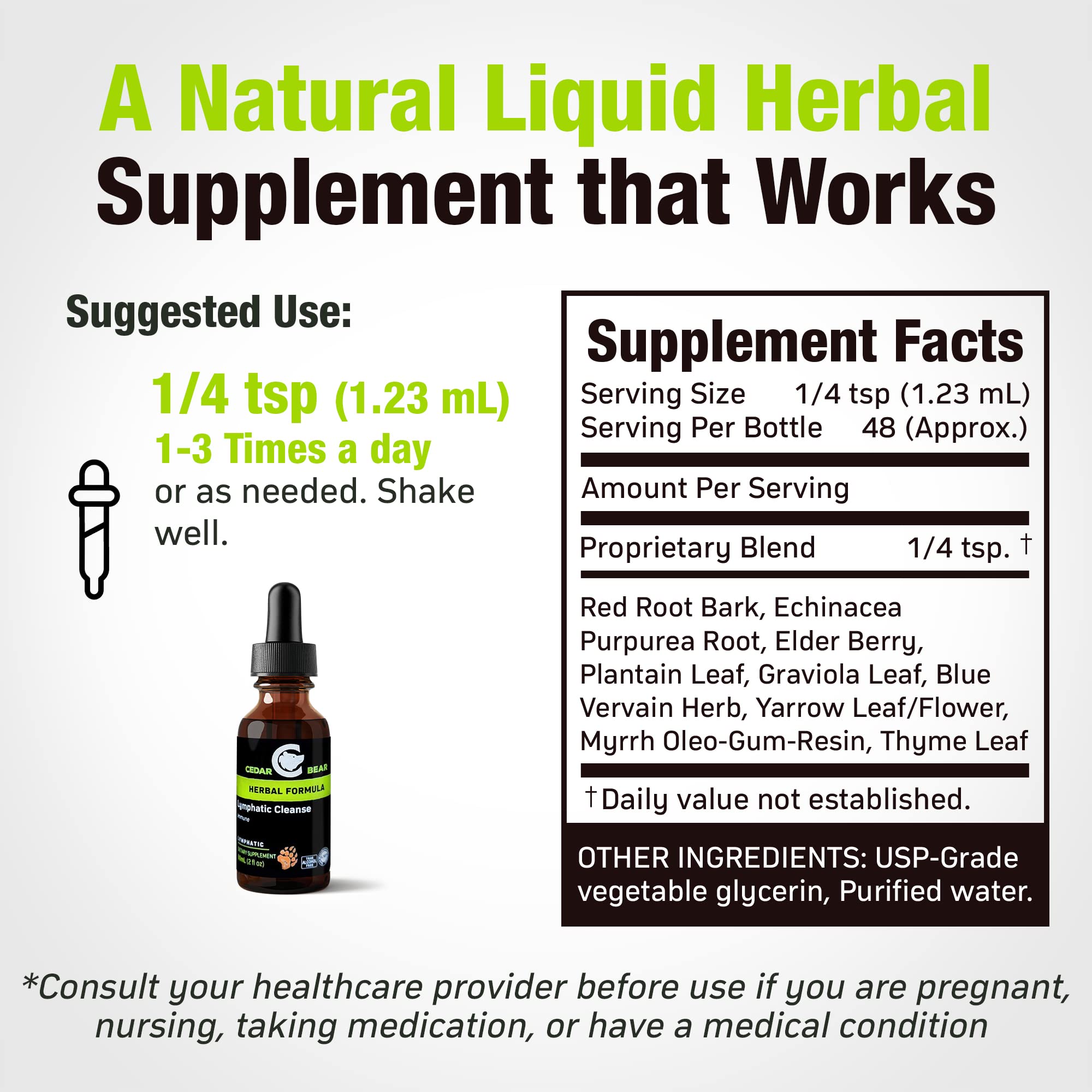 Cedar Bear Naturales Lymphatic Drainage Drops 137g back view