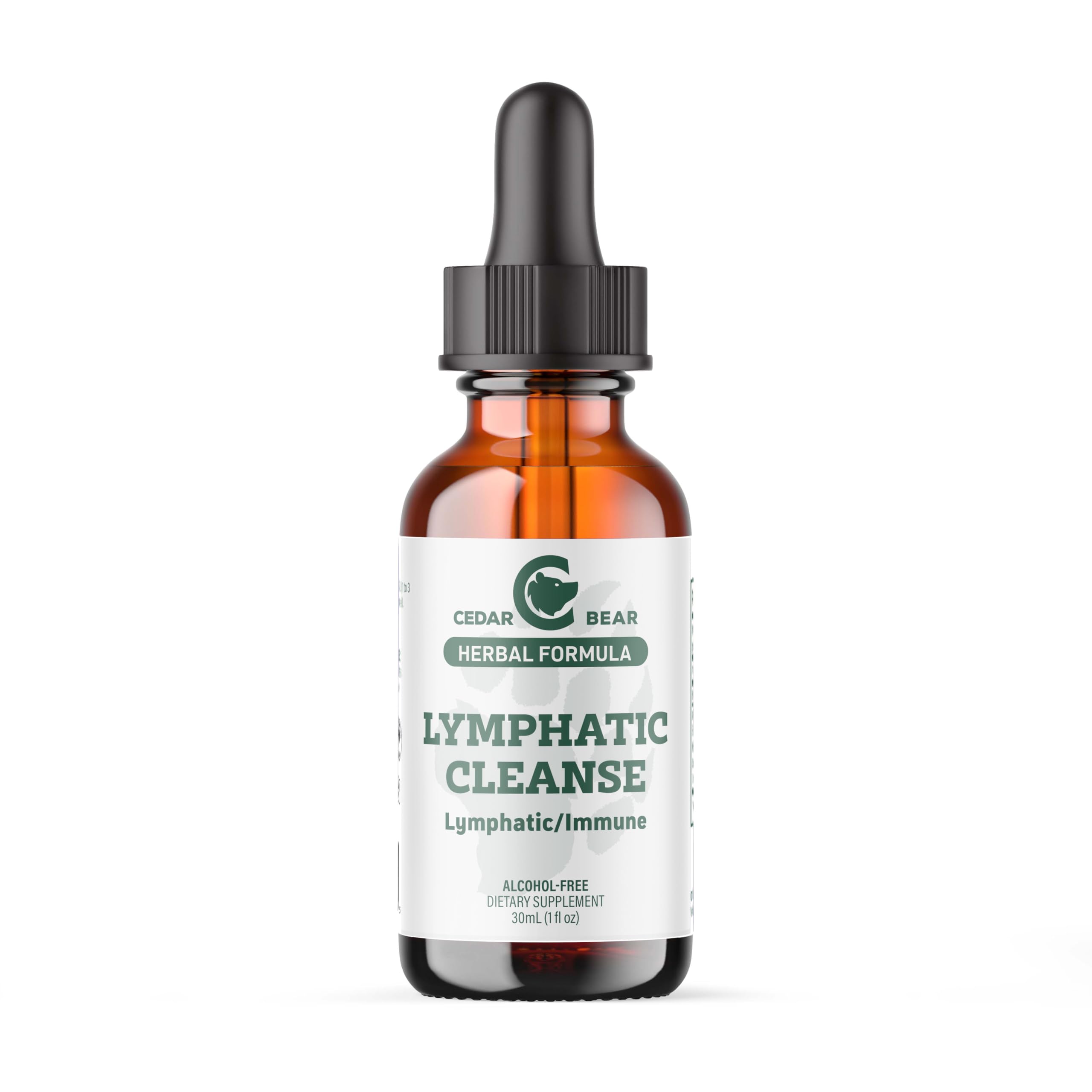 Cedar Bear Naturales Lymphatic Drainage Drops 83g bottle on a wooden table