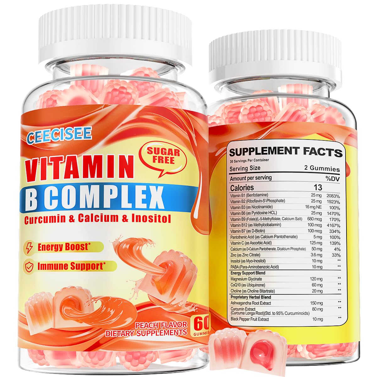 Ceecisee B-Complex Gummies 60 count front view with packaging