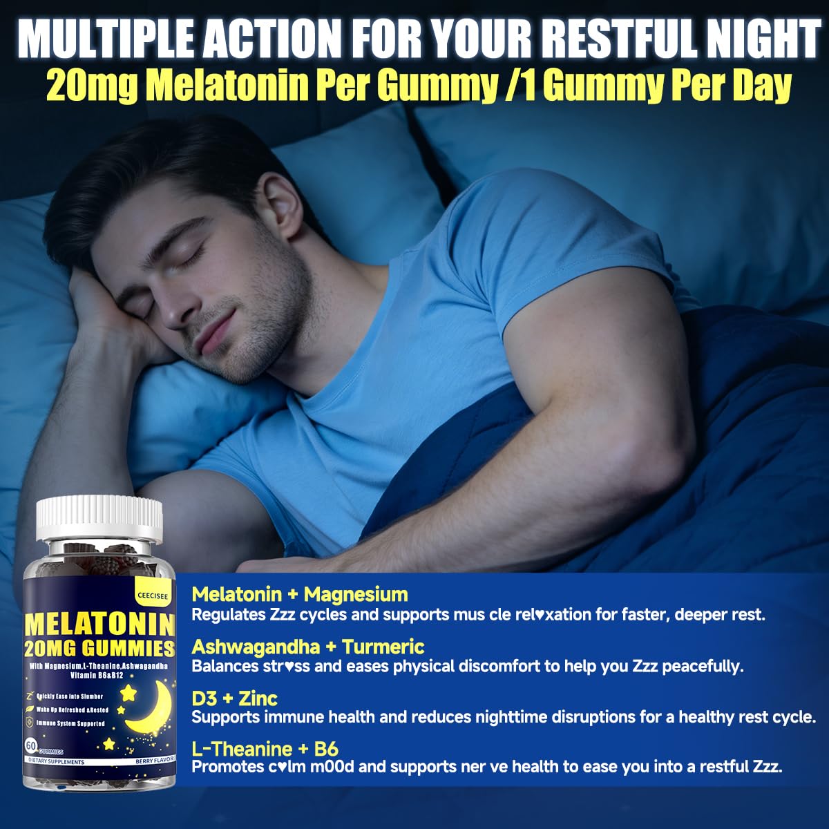 Ceecisee Melatonin Gummies 20mg gummies in a hand