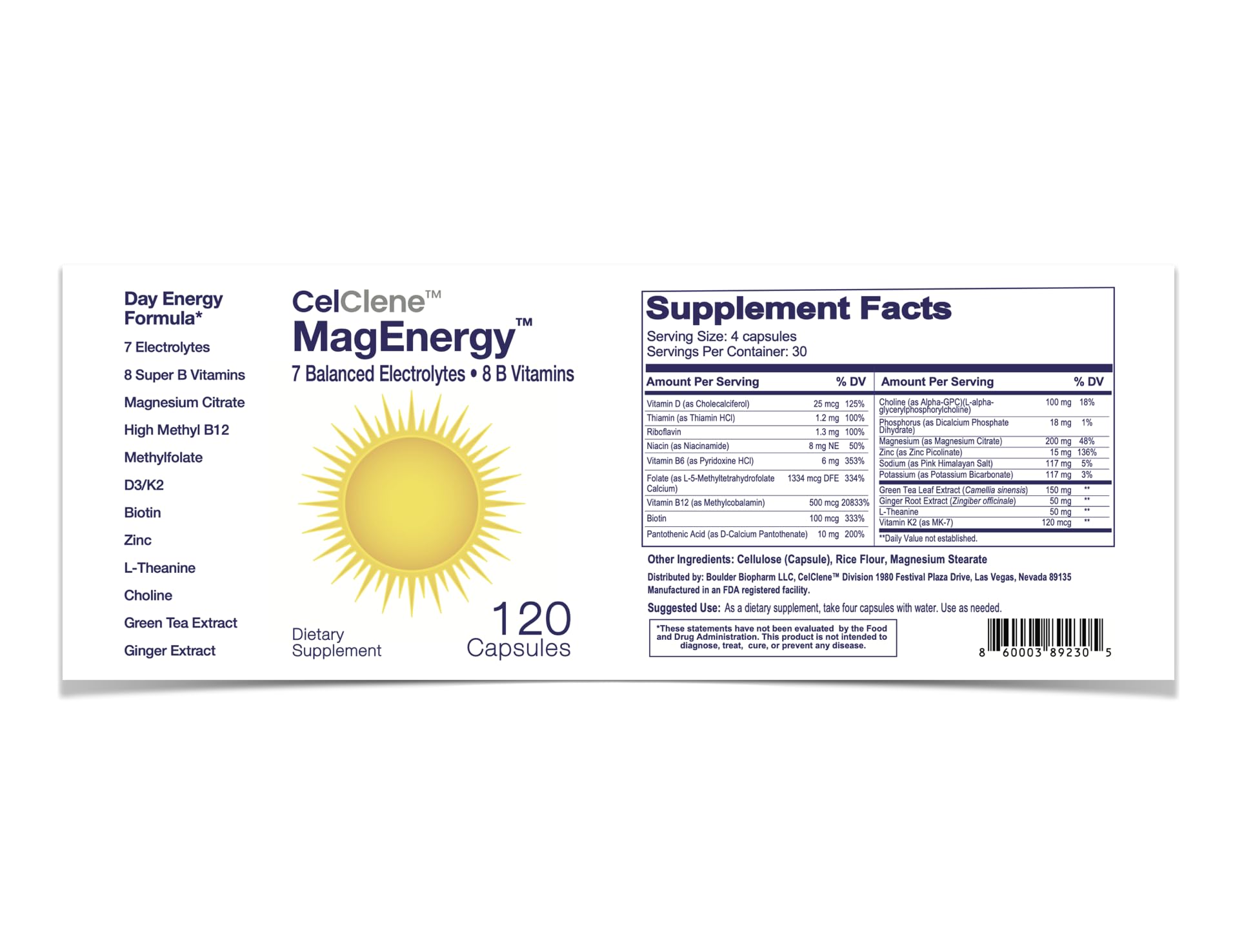 CELCLENE Magnesium Supplement 110g packaging details