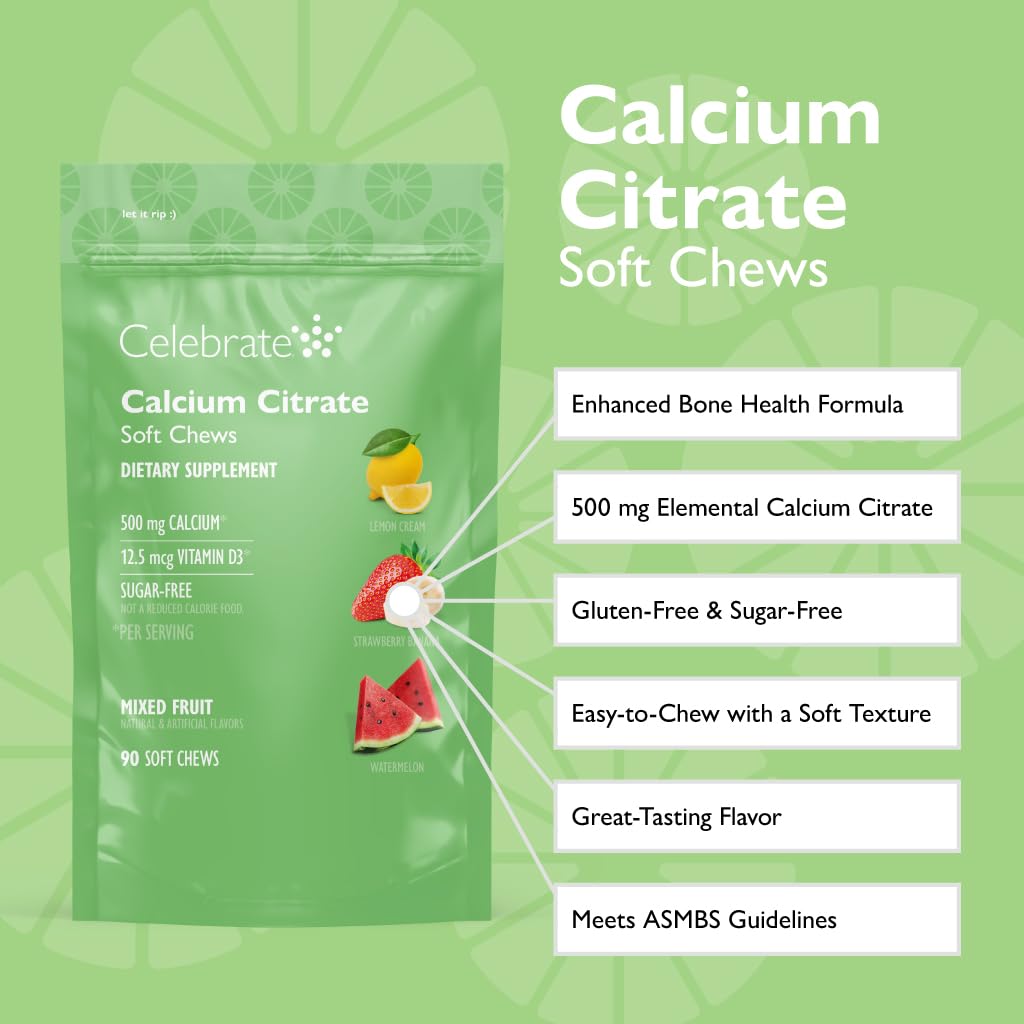 Celebrate Bariatric Calcium Citrate Chews individual soft chew