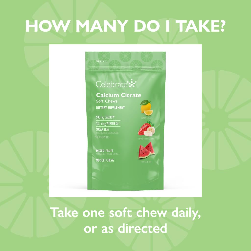 Celebrate Bariatric Calcium Citrate Chews nutrition facts