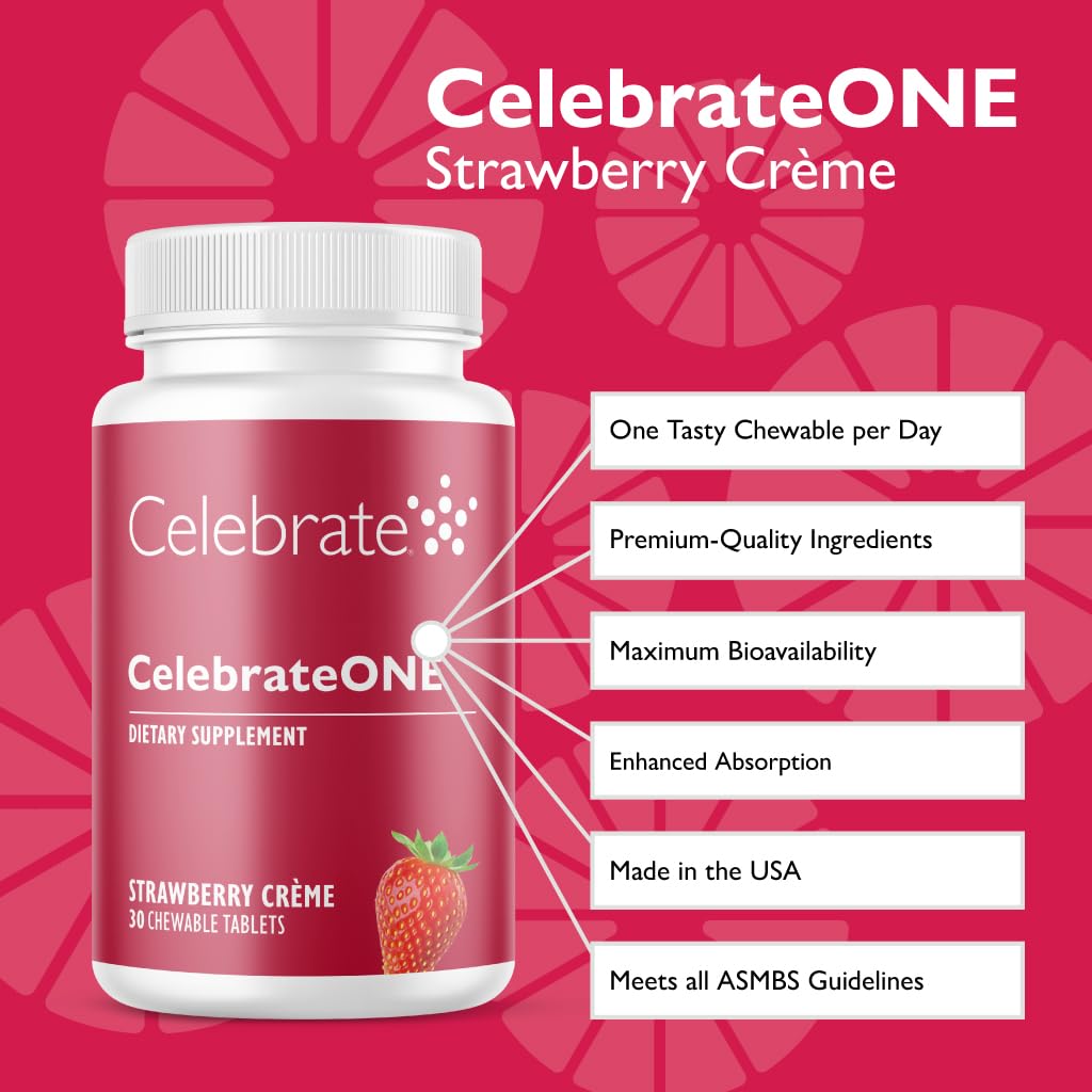 Celebrate Bariatric Multivitamin Chewables back view with ingredient list
