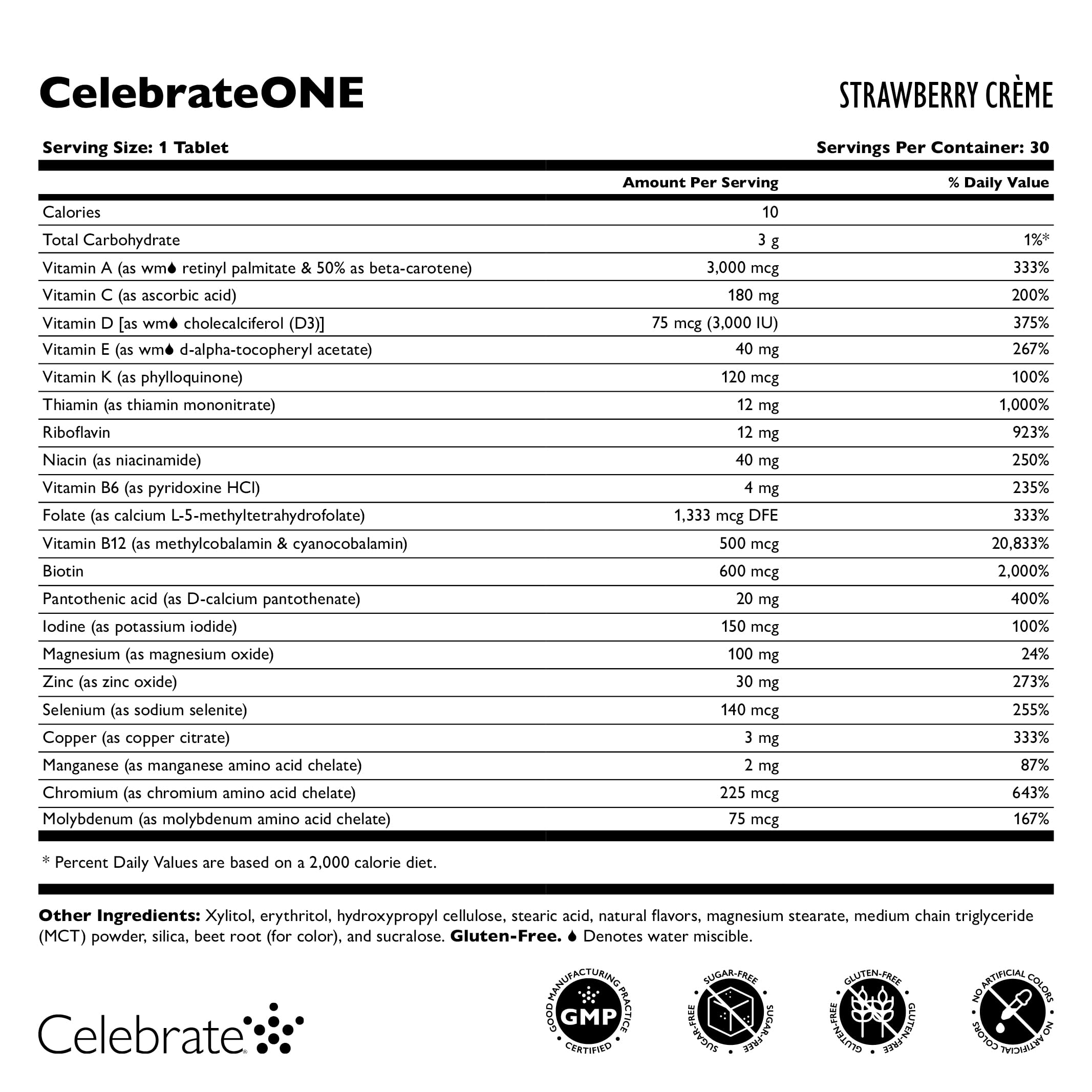 Celebrate Bariatric Multivitamin Chewables chewable tablets on a white background