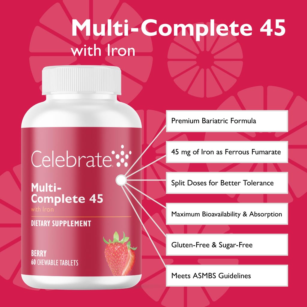 Celebrate Bariatric Multivitamin Chews back view with ingredient list