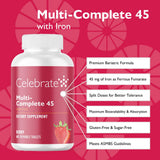 Celebrate Bariatric Multivitamin Chews back view with ingredient list