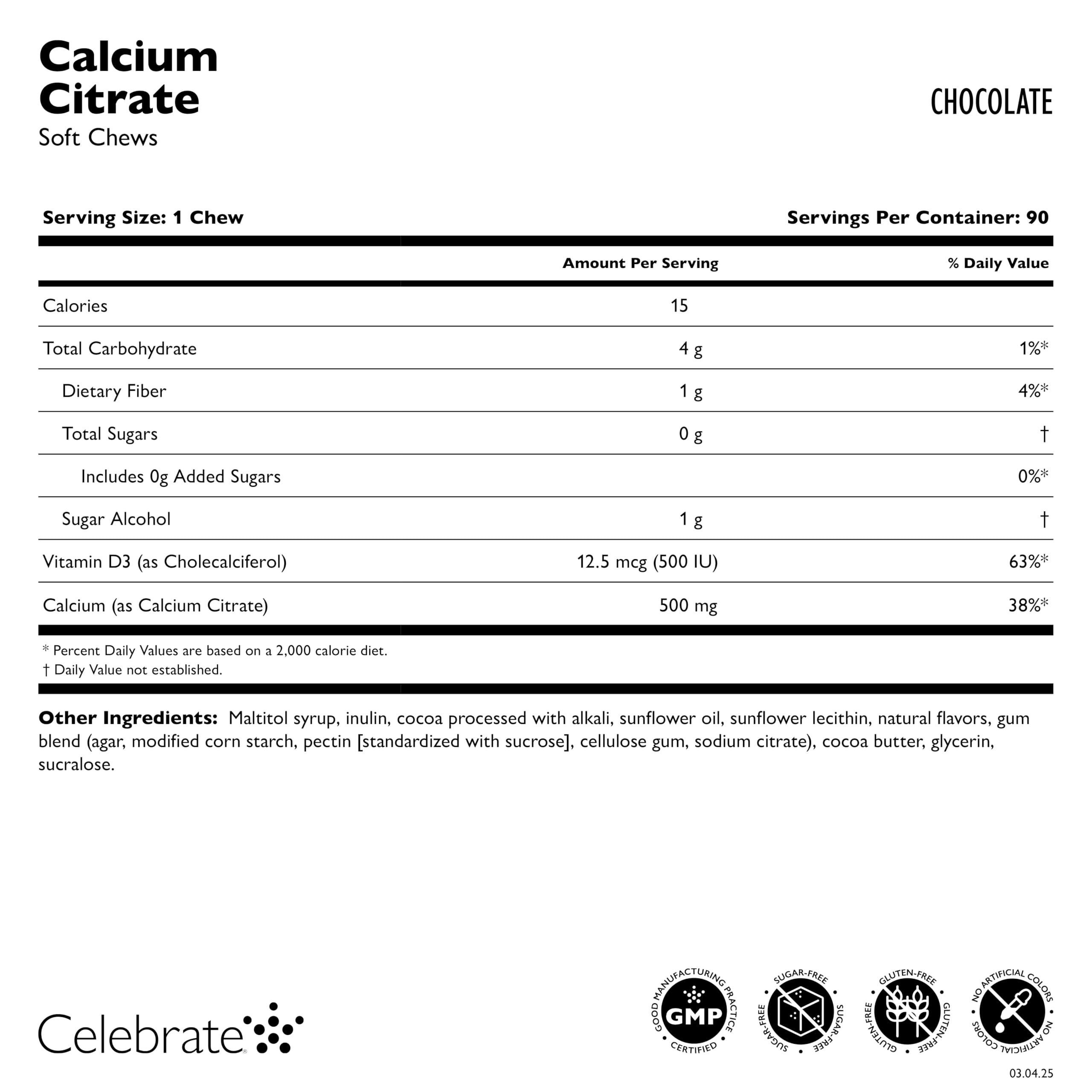 Celebrate Bariatric Supplements Calcium Citrate Chews 500mg close-up of chews