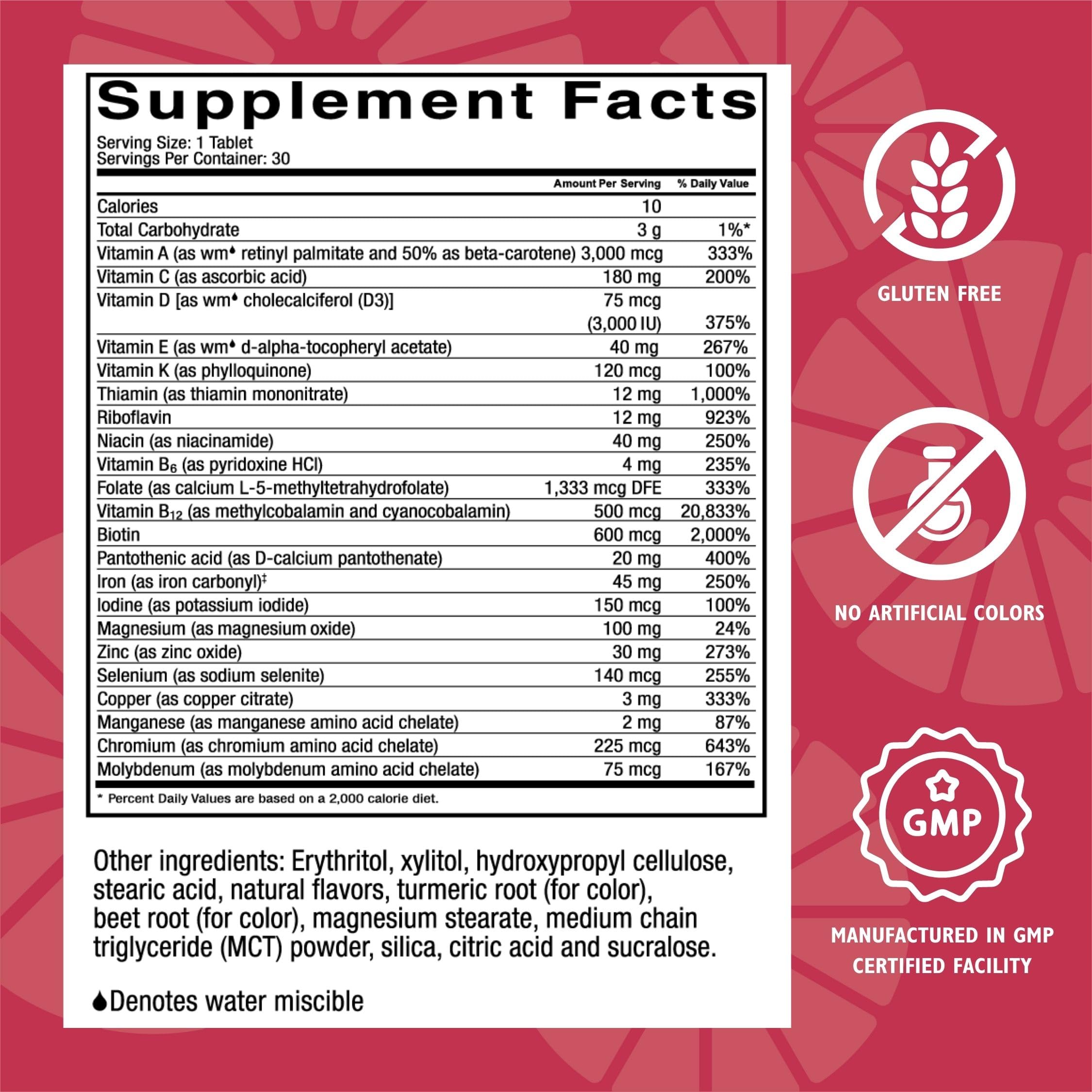 Celebrate Bariatric Supplements Multivitamins nutritional information