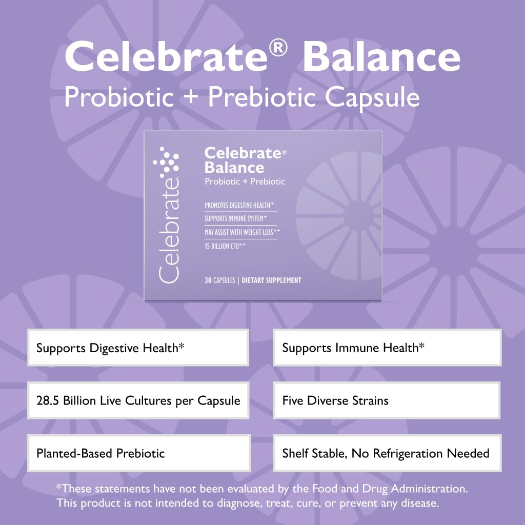 Celebrate Bariatric Supplements Probiotic + Prebiotic Capsules side view