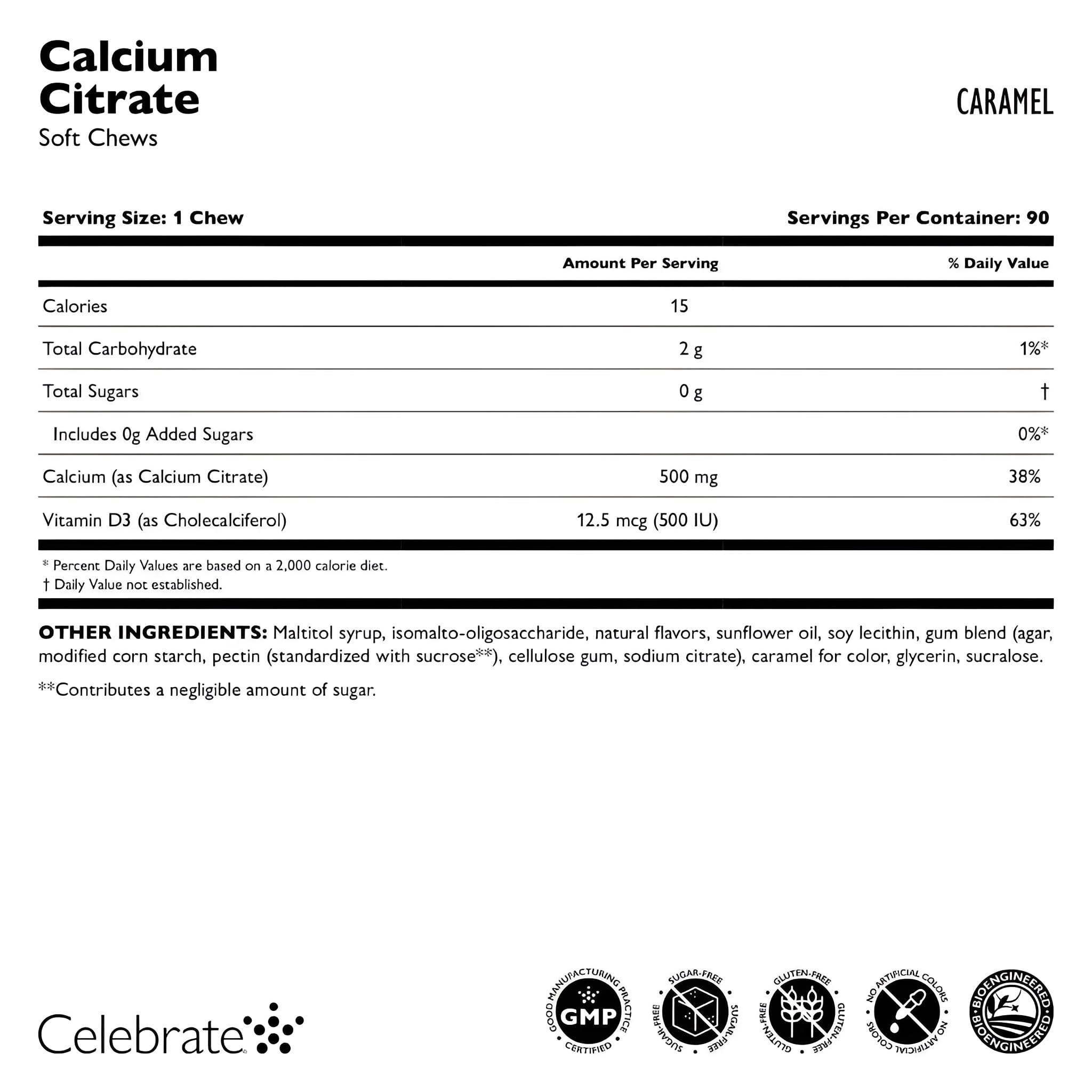 Celebrate Calcium Citrate Chews displayed with a measuring spoon
