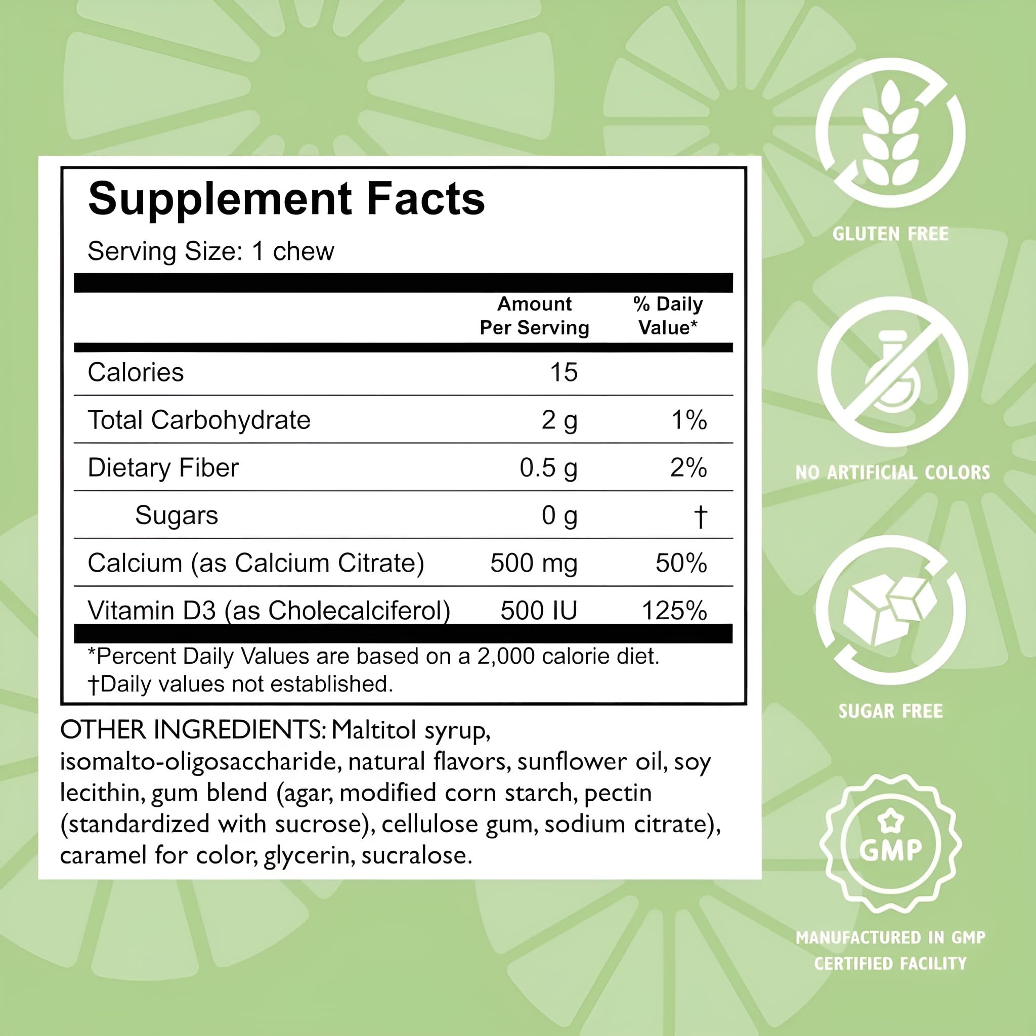 Celebrate Calcium Citrate Chews on a wooden table
