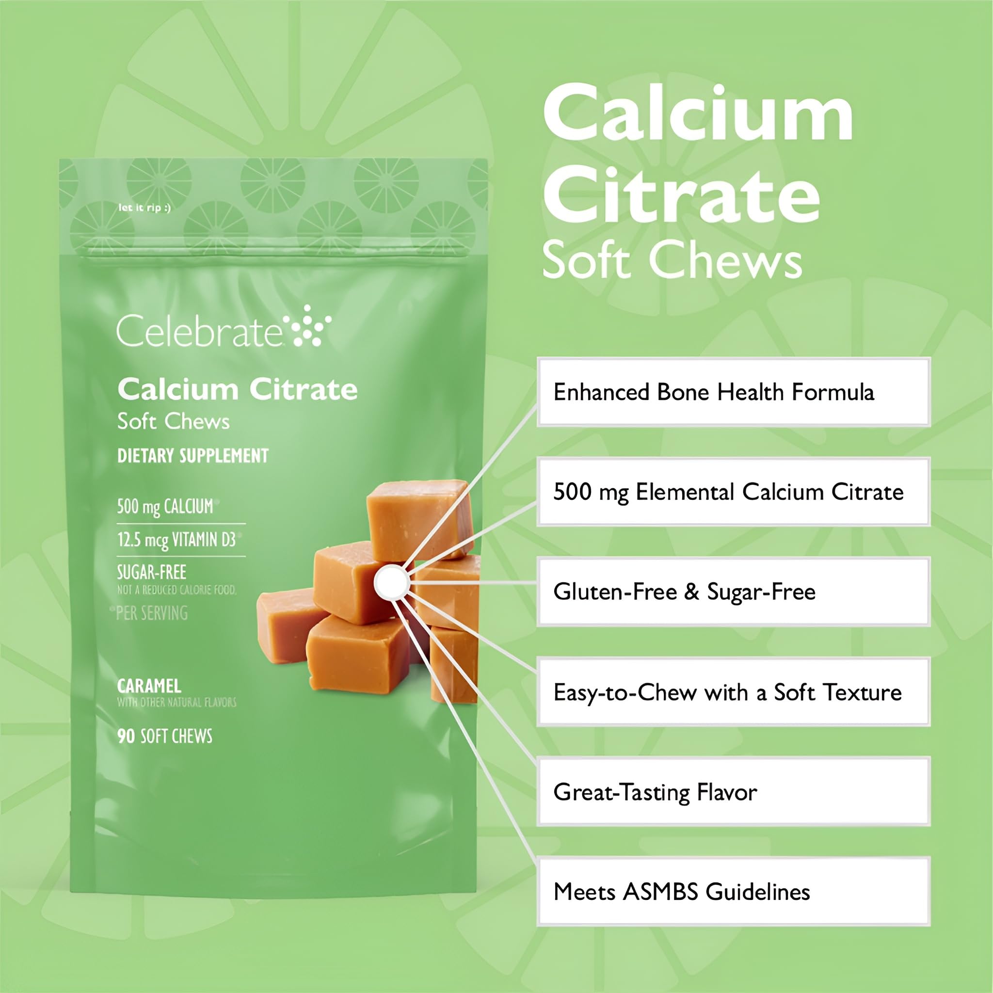 Celebrate Calcium Citrate Chews packaging side view