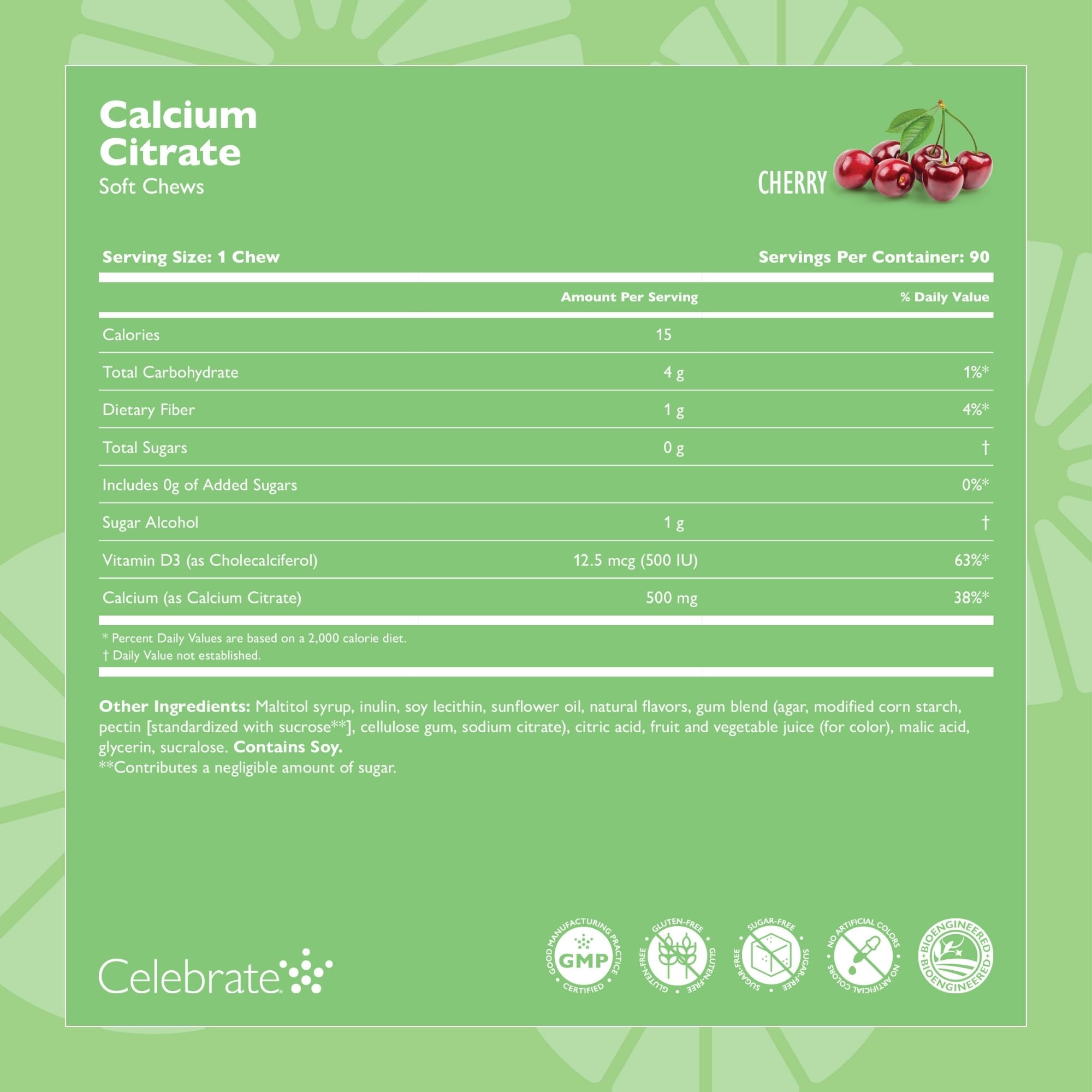 Celebrate Calcium Citrate Chews with Vitamin D3 side view