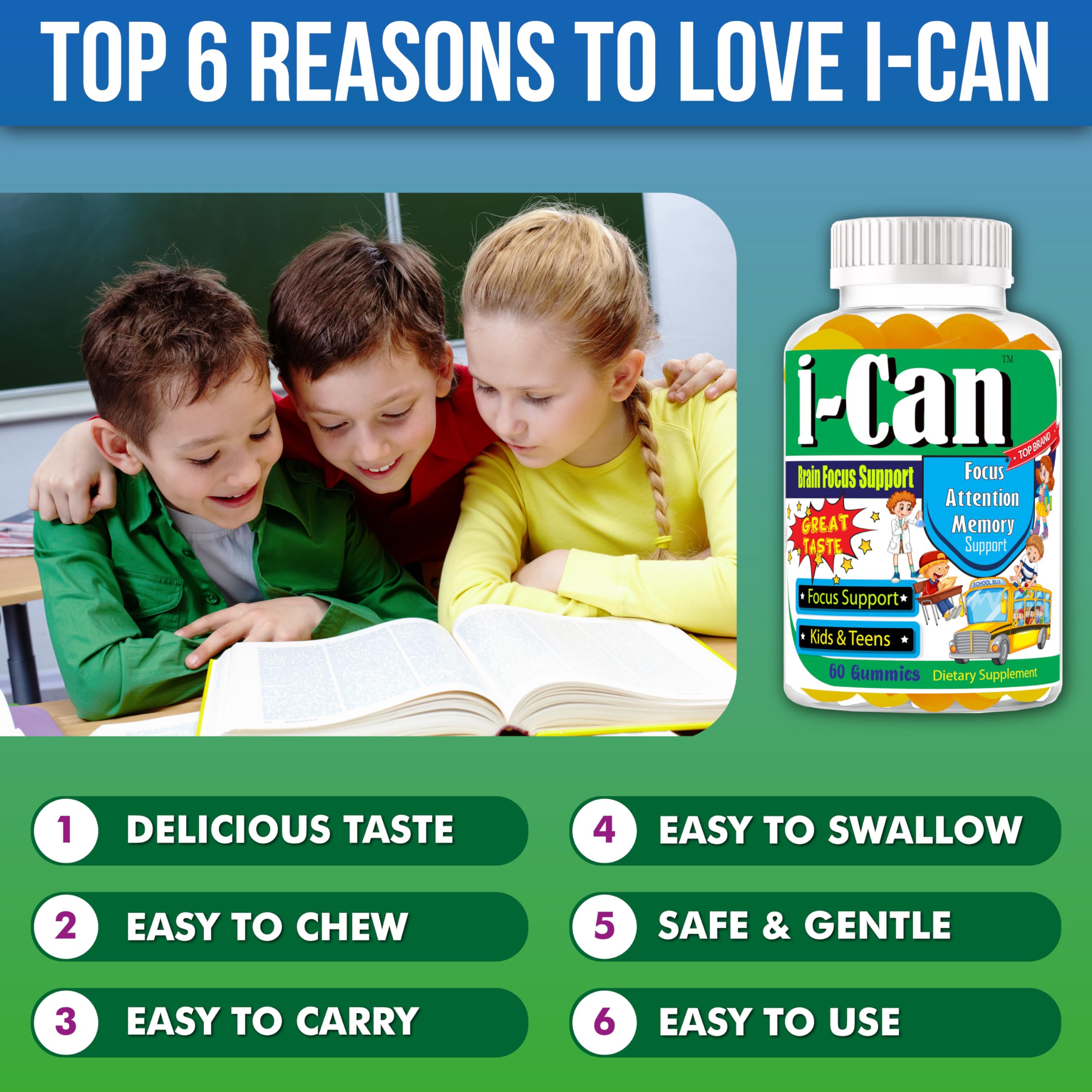 Celebrity LifeStyle Product Kids Focus Support Gummies on a table