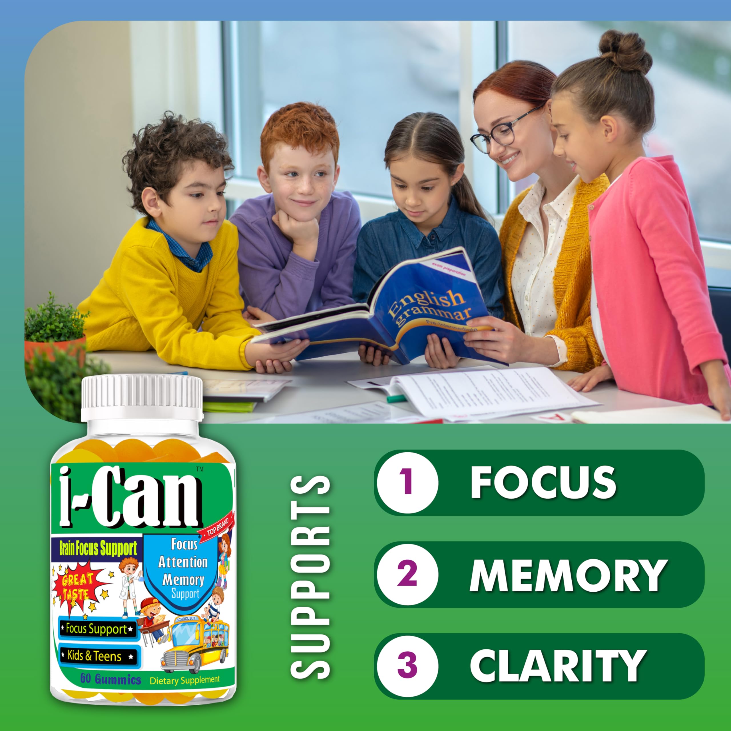 Celebrity LifeStyle Product Kids Focus Support Gummies packaging