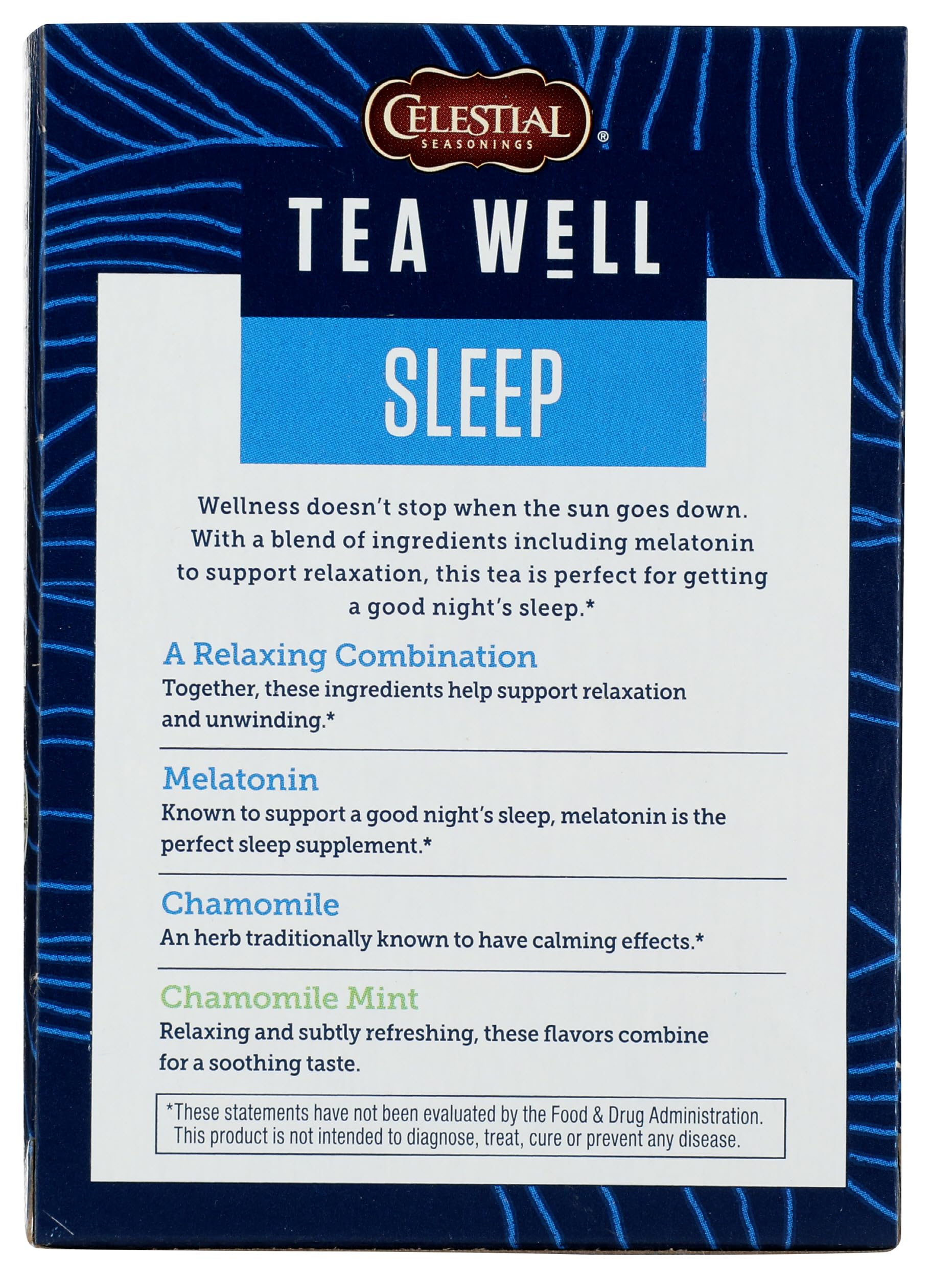 Celestial Seasonings Teawell Sleep Wellness Tea tea bags inside packaging
