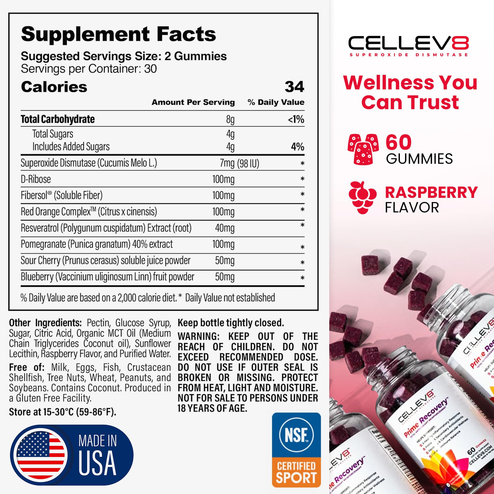 Cellev8 Superoxide Dismutase Gummies bottle with label