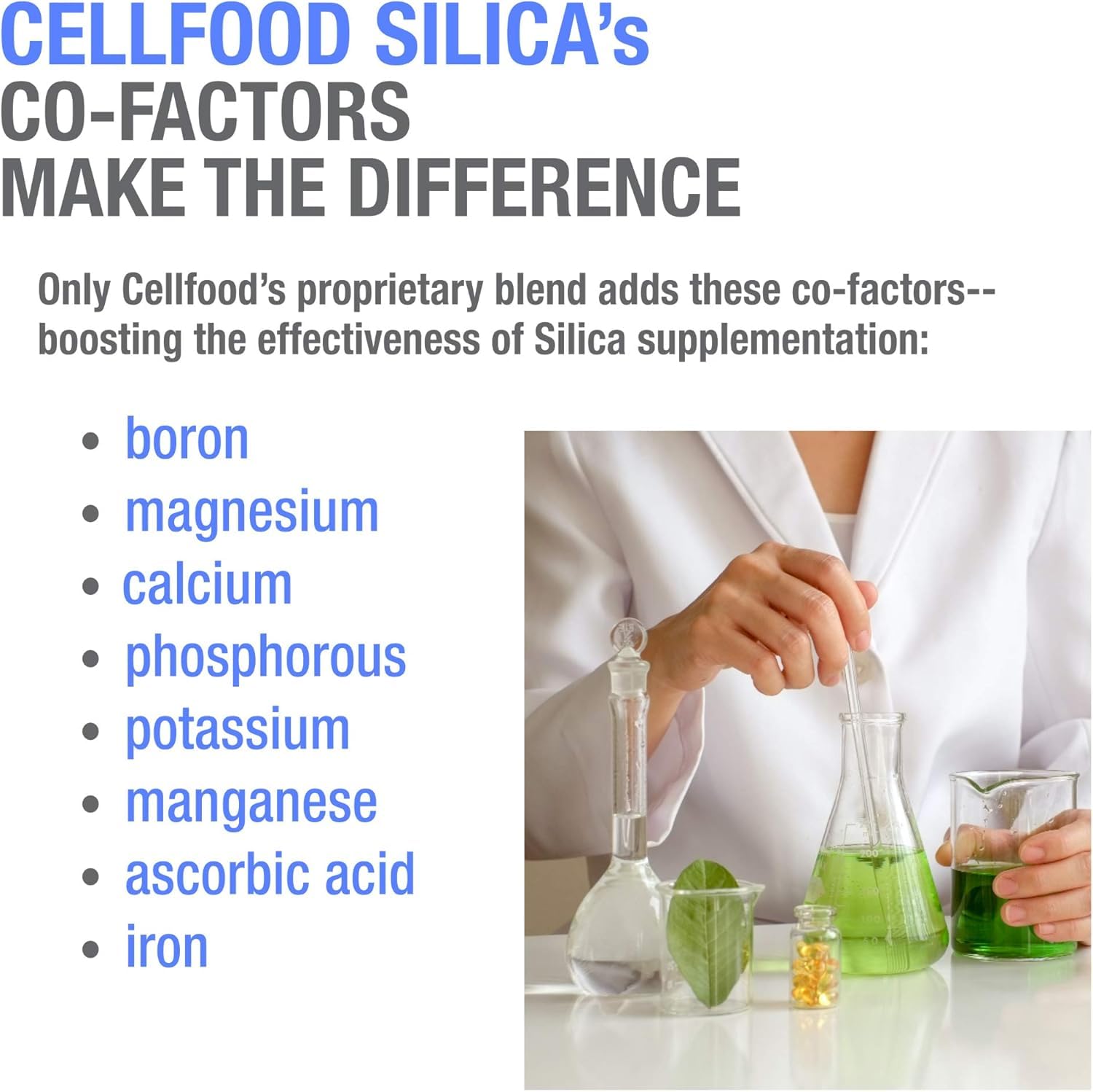 Cellfood Essential Silica liquid supplement in a glass