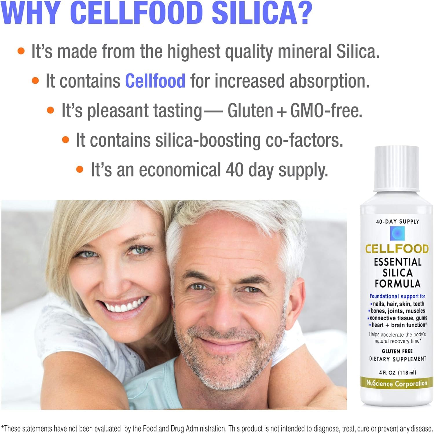 Cellfood Essential Silica liquid supplement side view with label