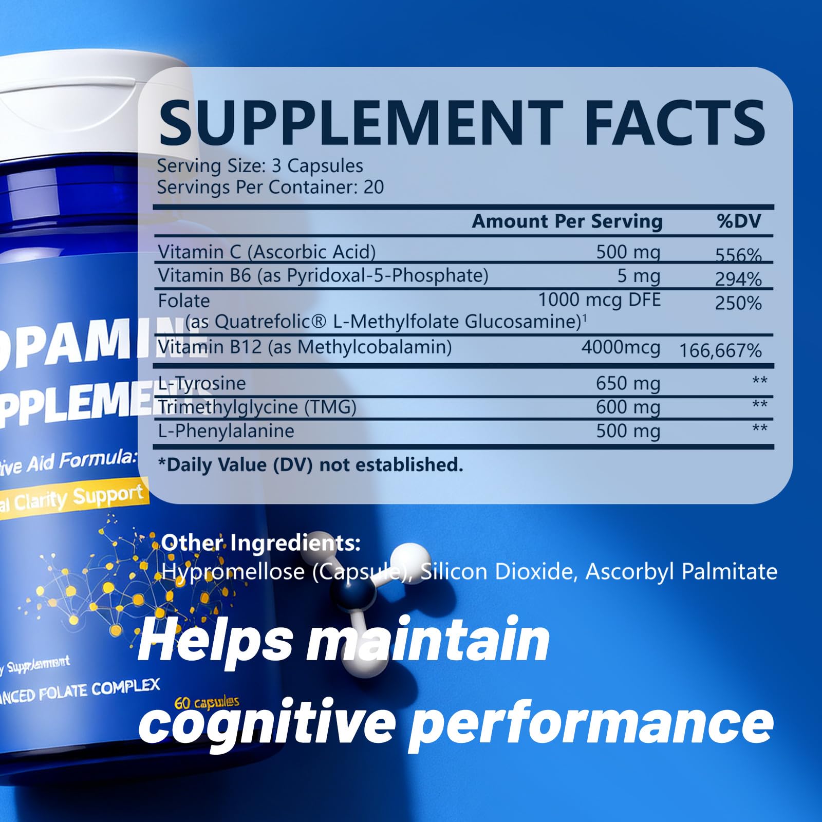 CellJuvMax Blended Vitamin & Mineral Supplement 60 capsules side view