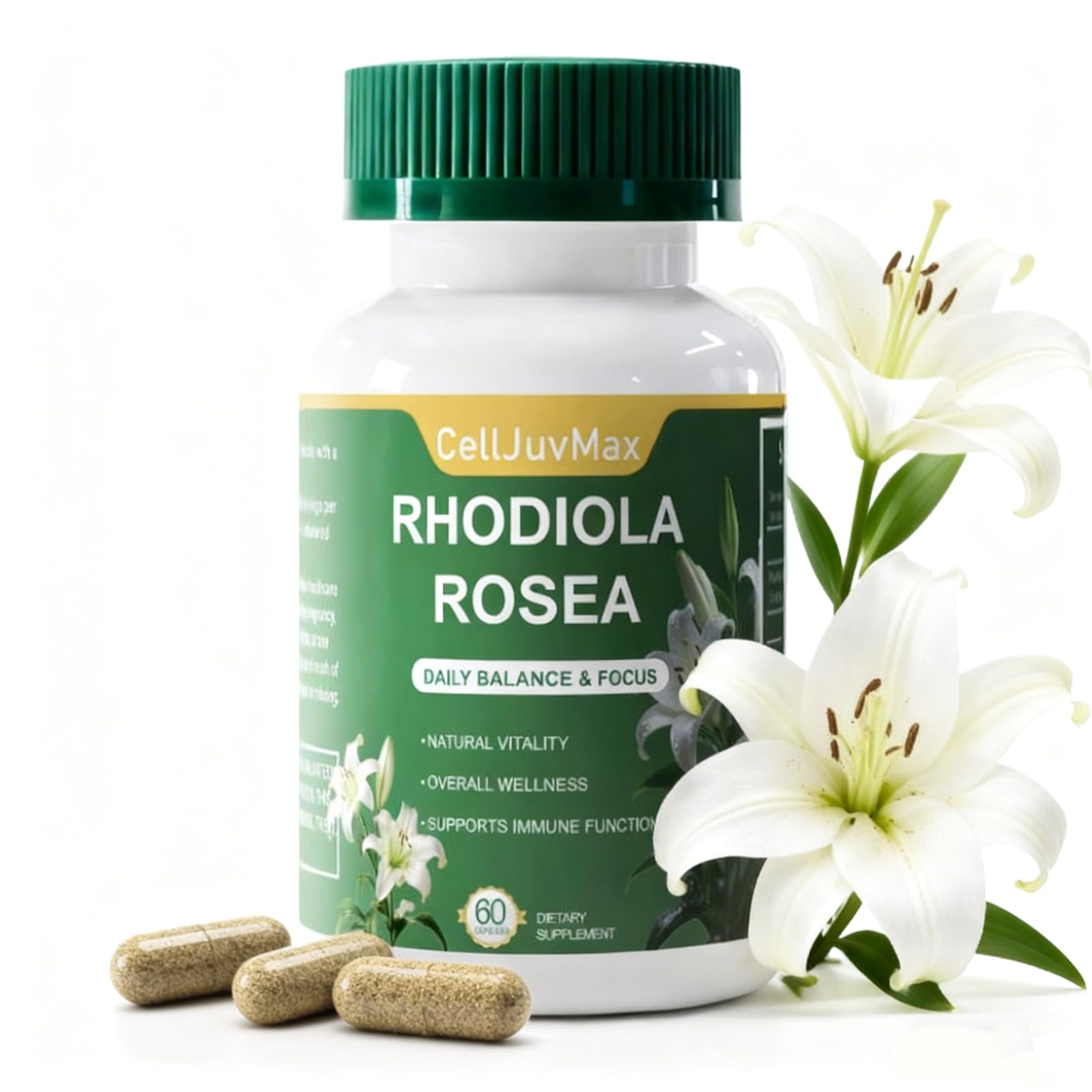 CellJuvMax Rhodiola Rosea Capsules bottle front view