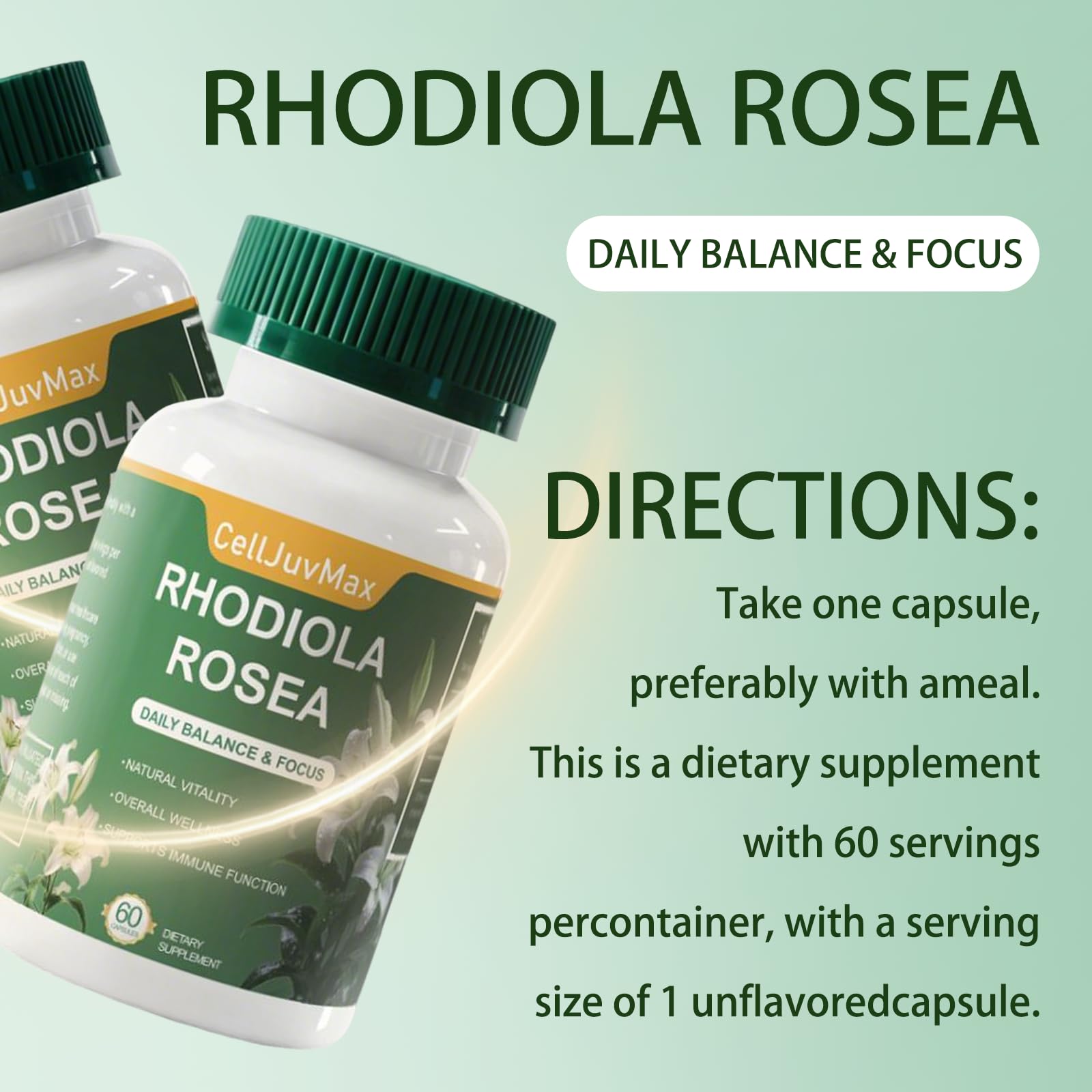 CellJuvMax Rhodiola Rosea Capsules close-up of capsules