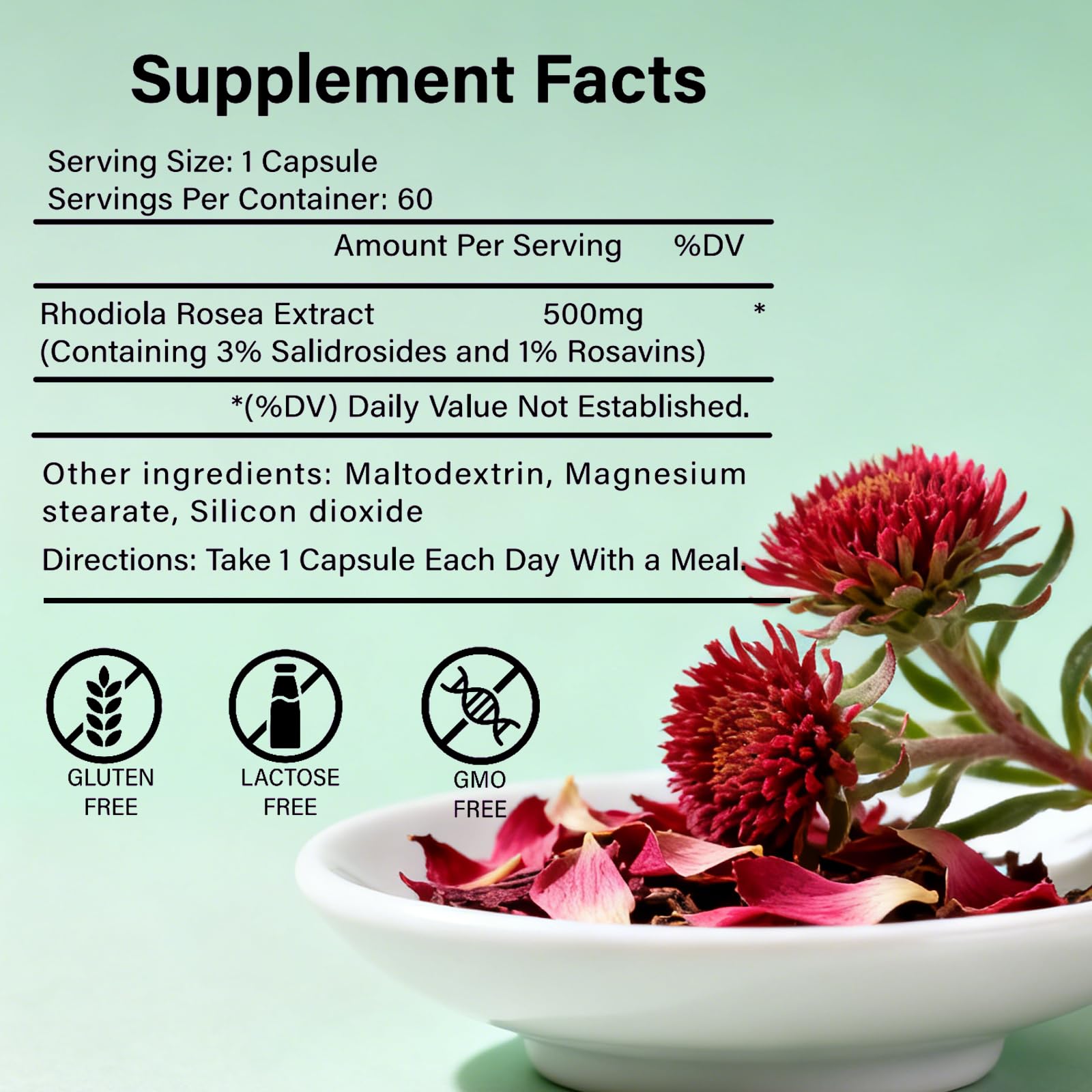 CellJuvMax Rhodiola Rosea Capsules side view showing label