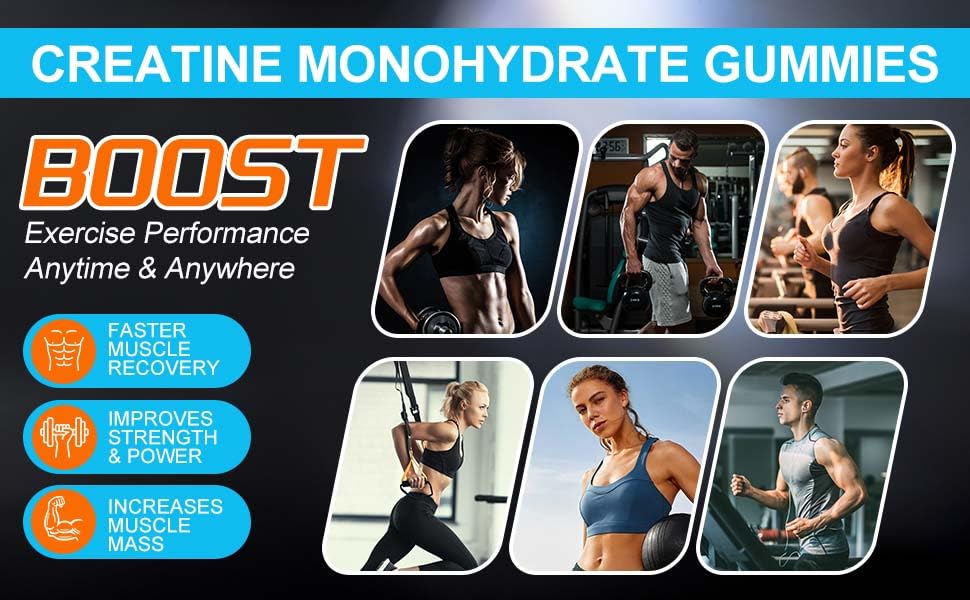 CellRestore Creatine Gummies bottle with fitness equipment