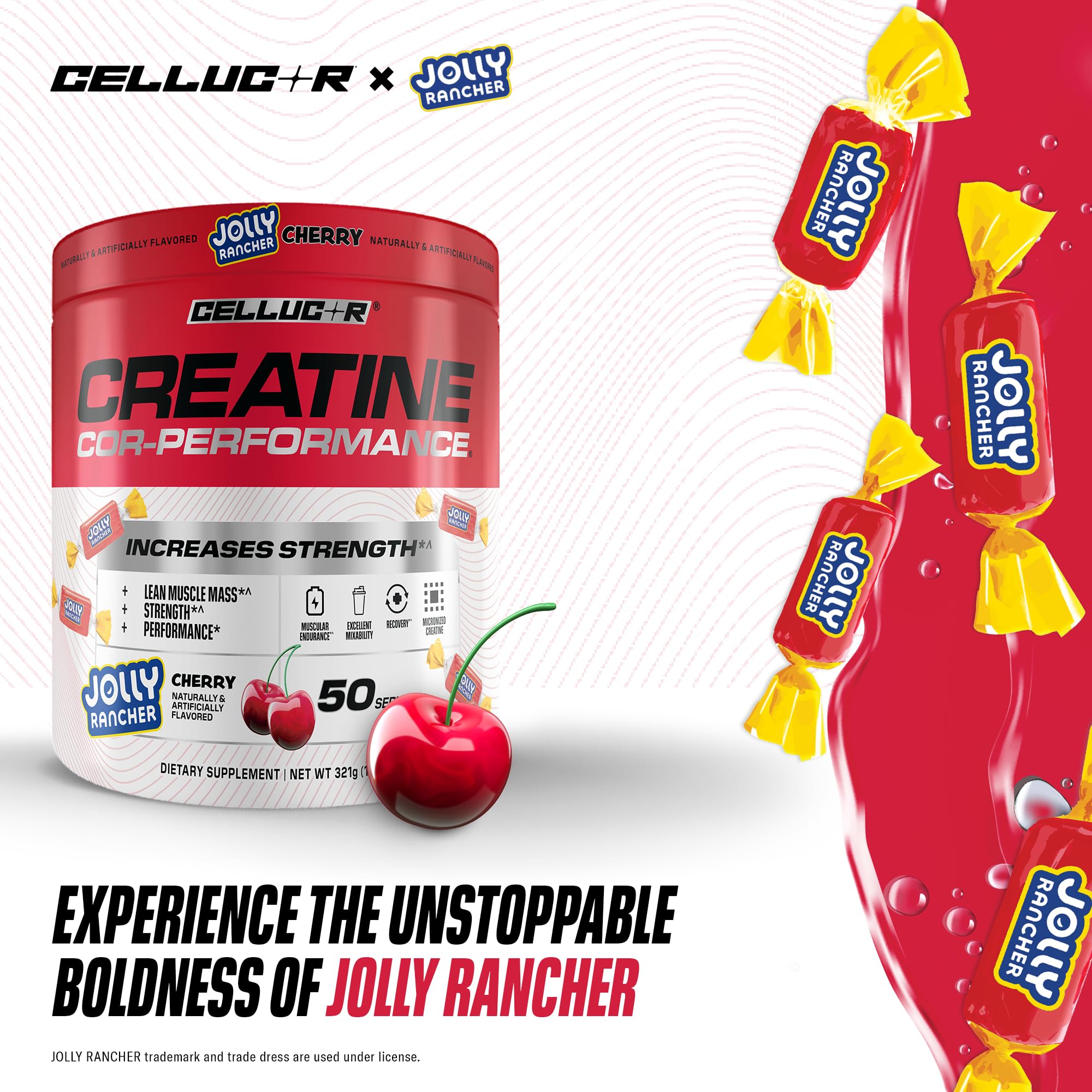 Cellucor COR-Performance Creatine 315g on a gym bench with weights