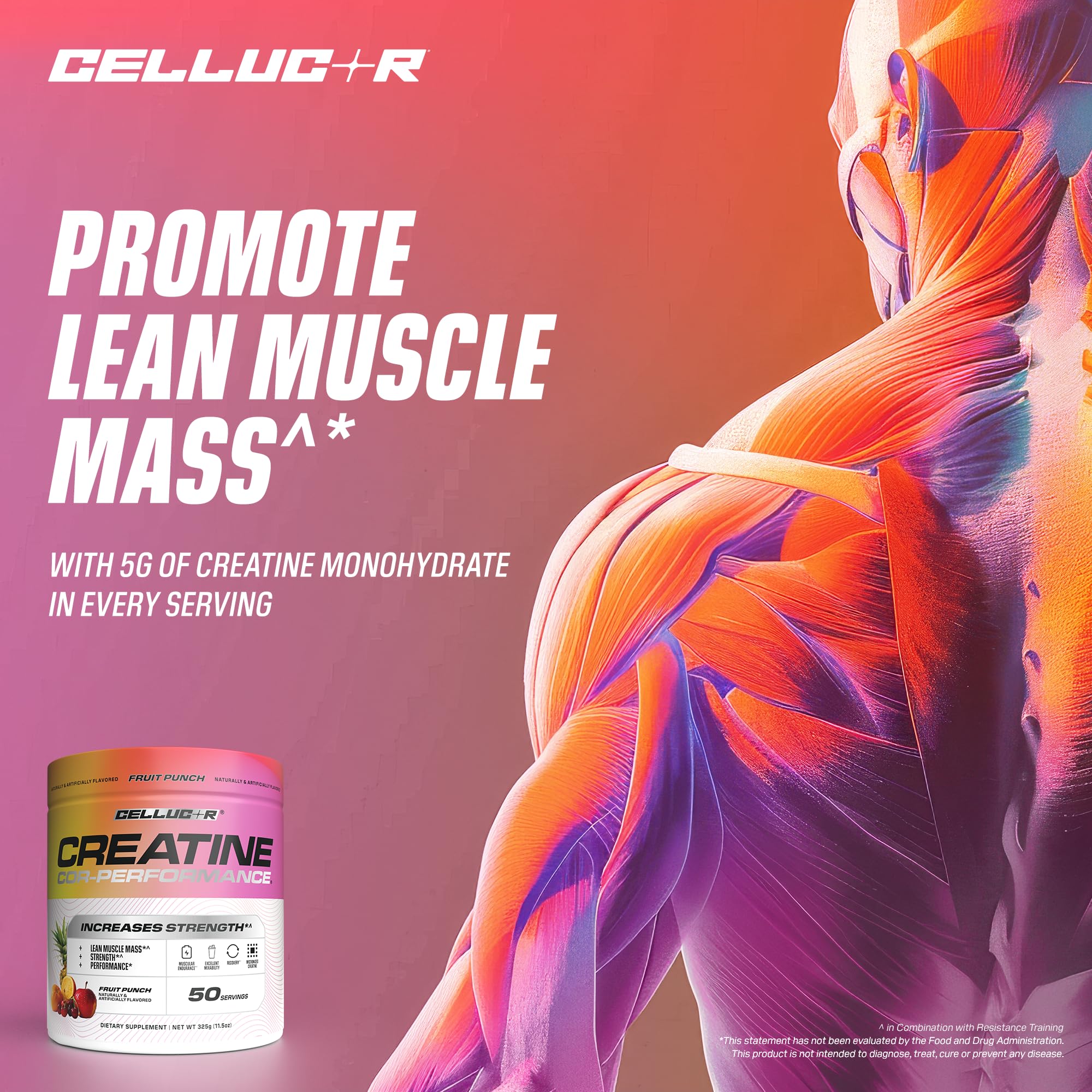 Cellucor COR-Performance Creatine 325g with a glass of mixed drink