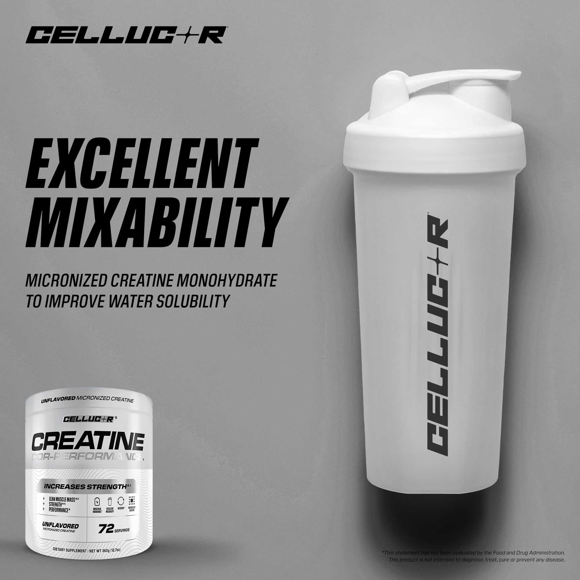 Cellucor COR-Performance Creatine 360g displayed with other supplements