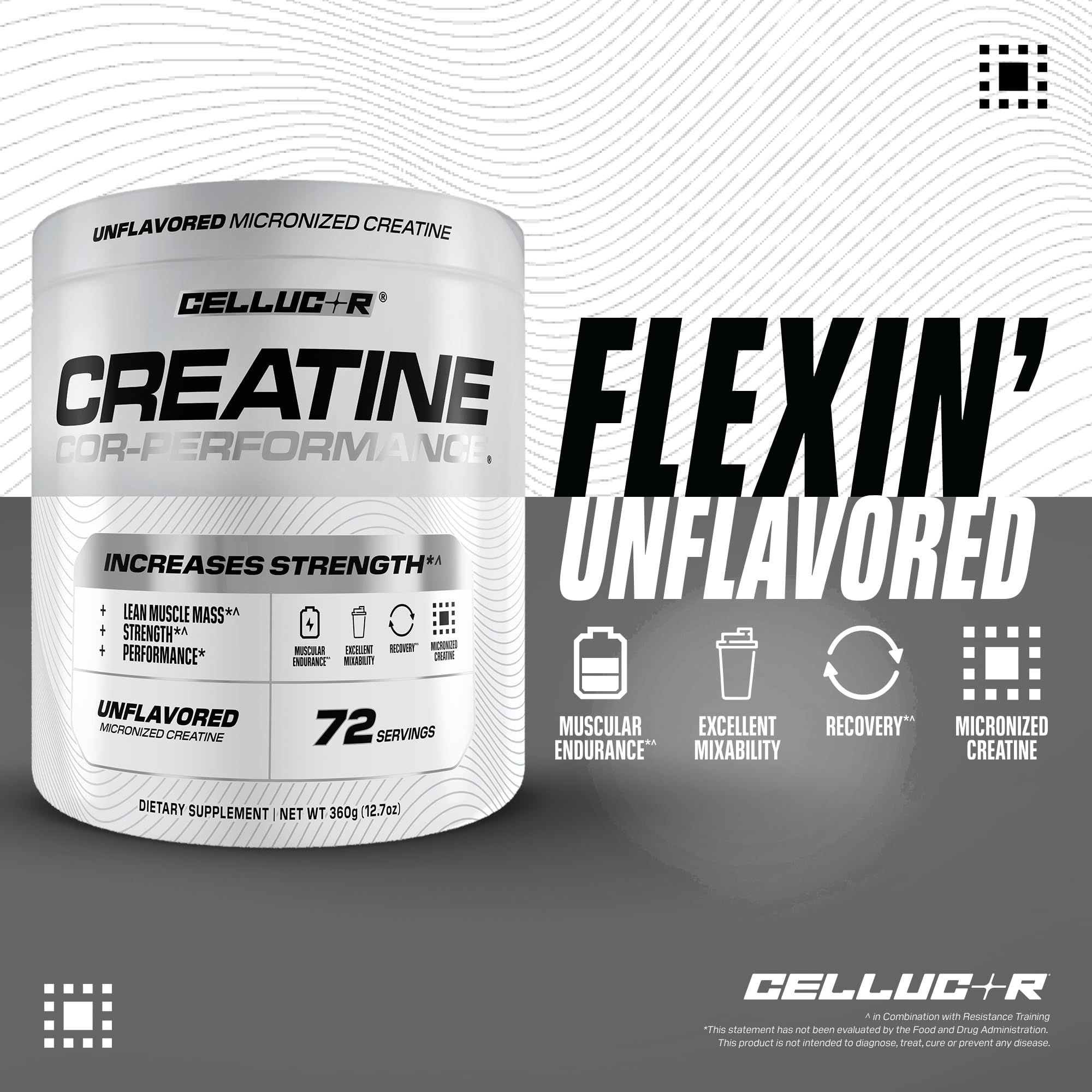 Cellucor COR-Performance Creatine 360g with gym accessories