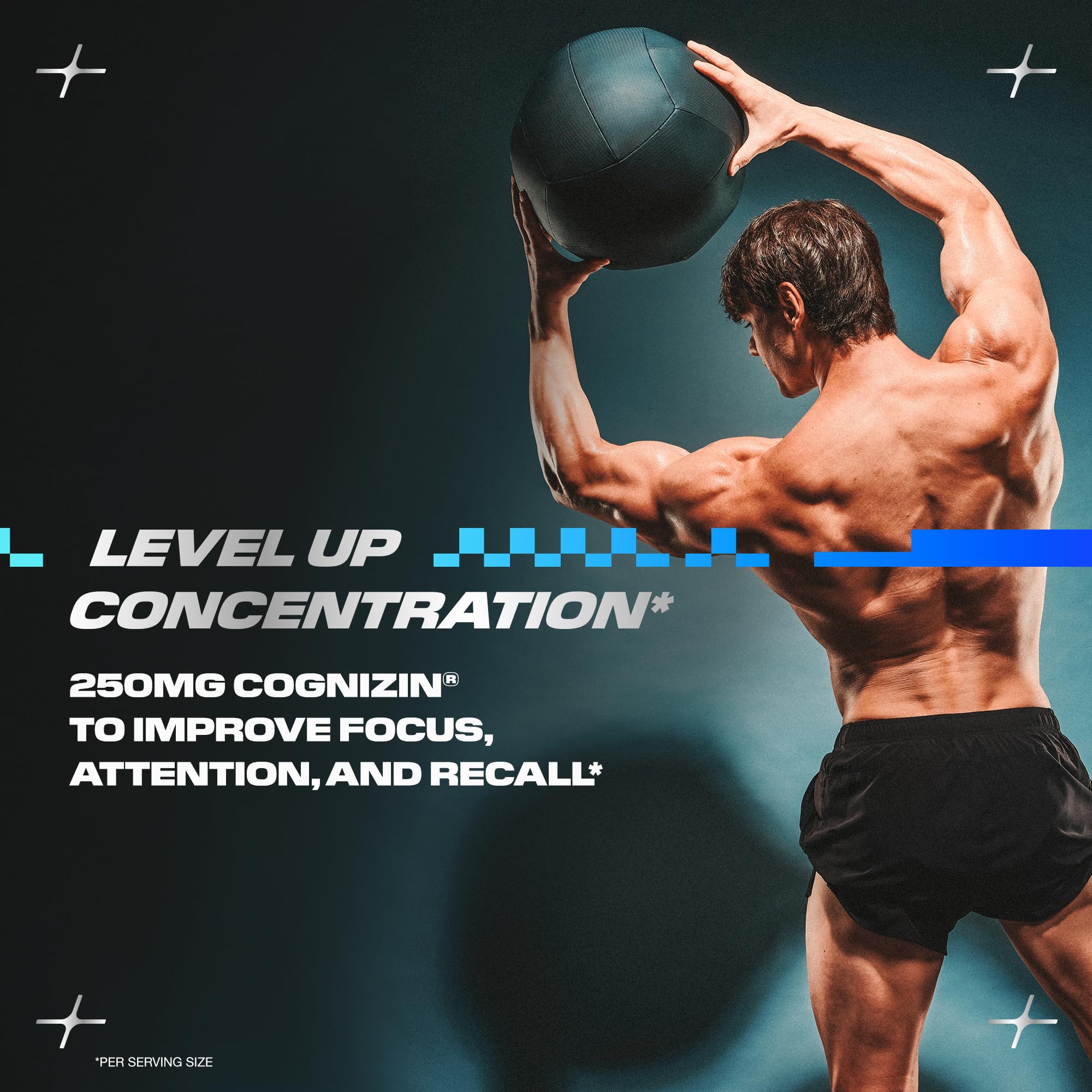 Cellucor Super Brain™ supplement with a glass of water