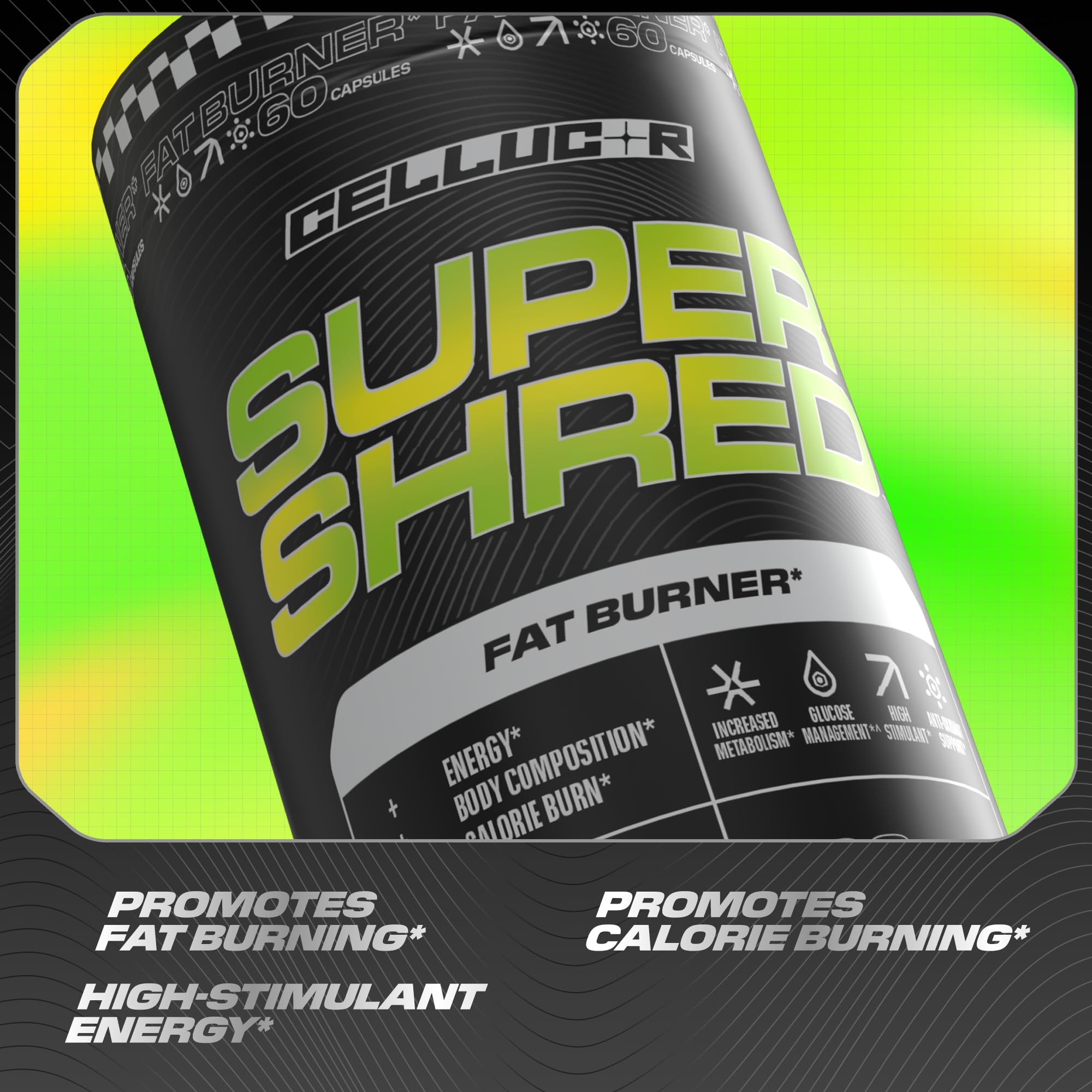 Cellucor Super Shred fat burner back view with ingredient list