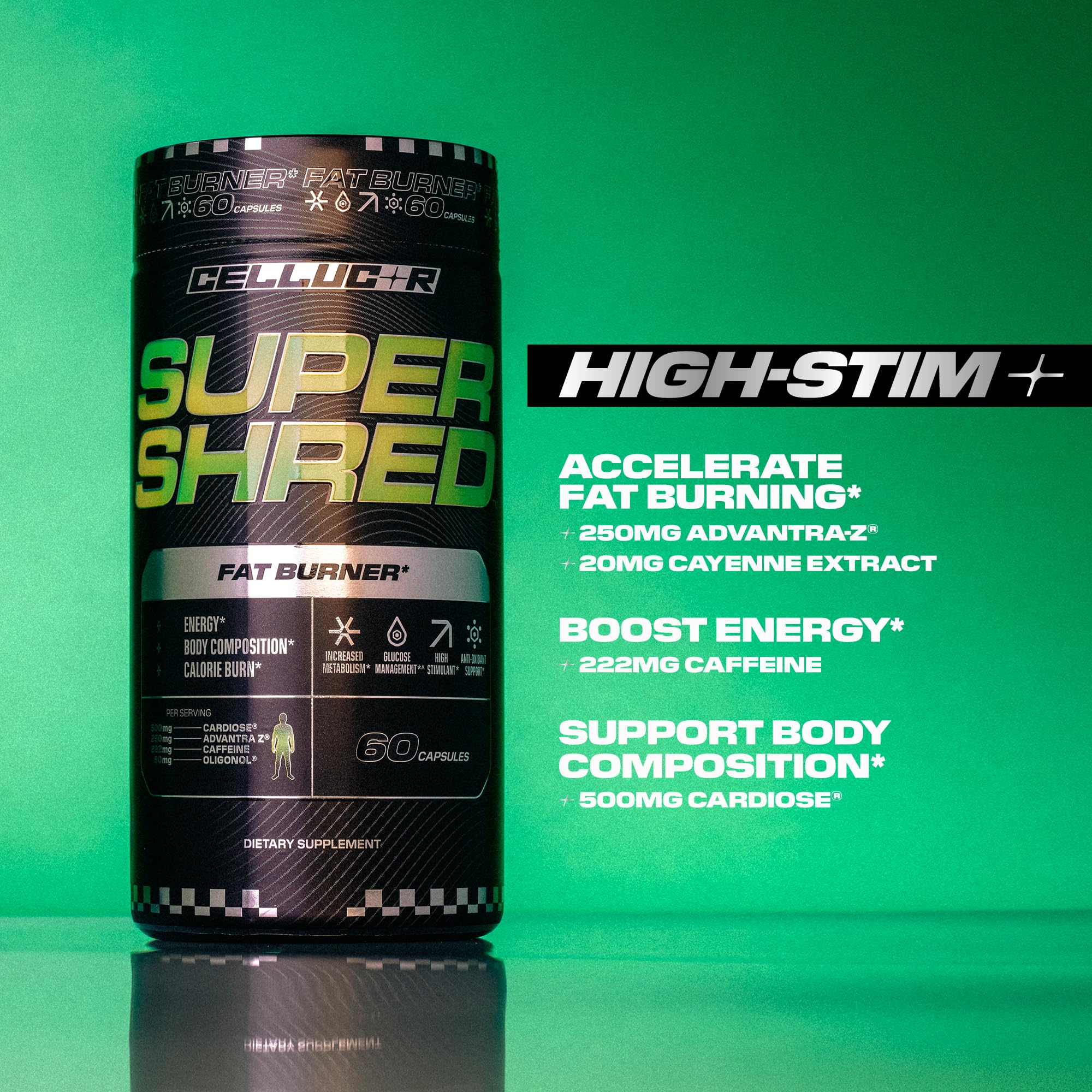 Cellucor Super Shred fat burner on a gym bench
