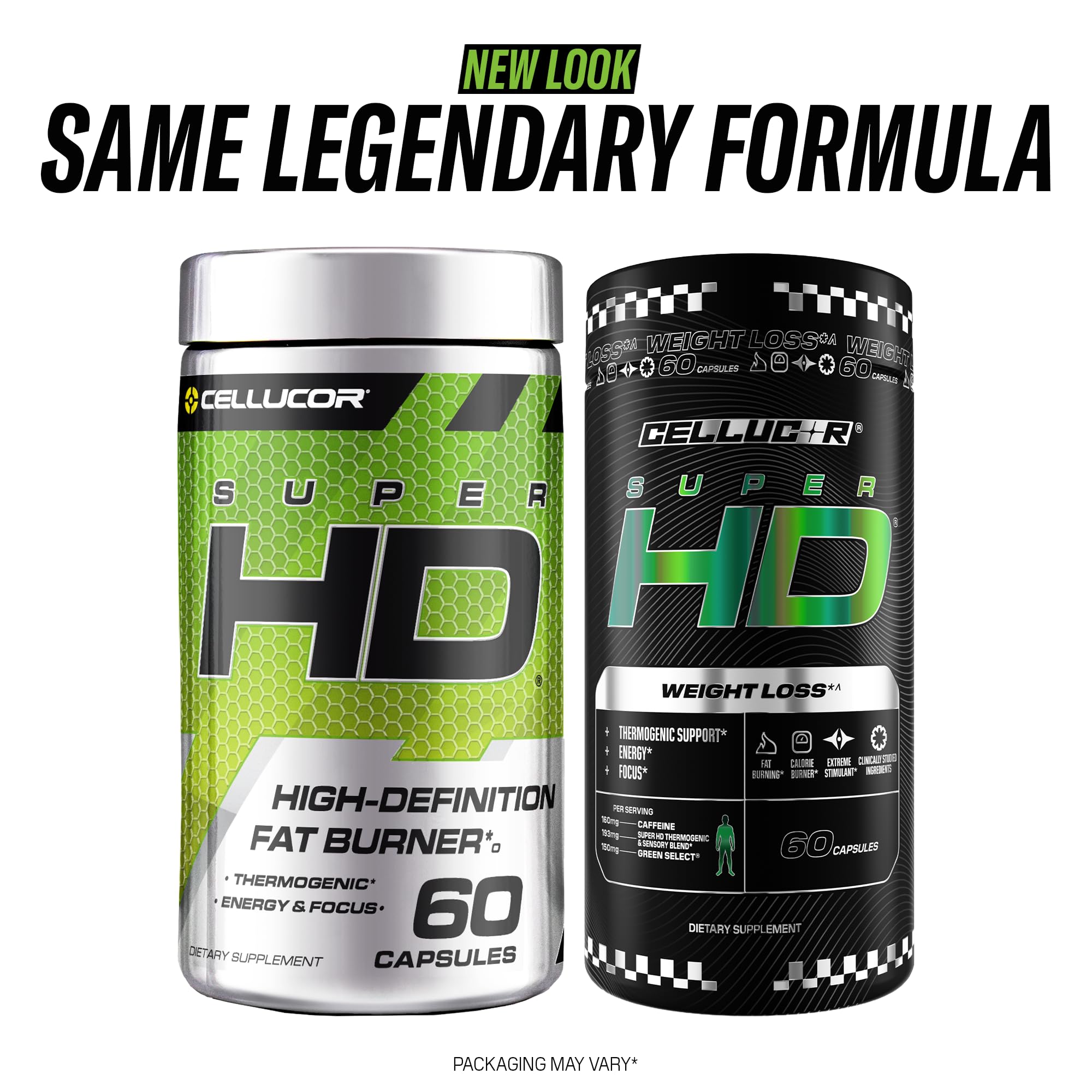 Cellucor SuperHD Thermogenic Fat Burner side view showing capsules