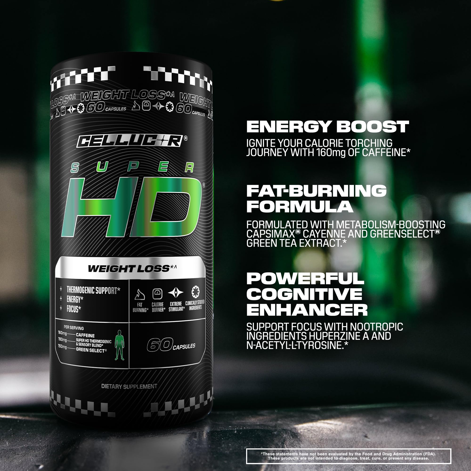 Cellucor SuperHD Thermogenic Fat Burner with a measuring scoop